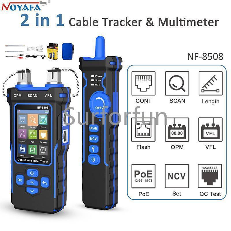 NOYAFA NF-8508 LCD Digital Cable Tester Rechargeable Network Line Finder PoE