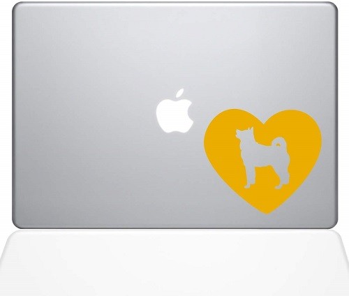 The Decal Guru 58-8106 Heart Akita MacBook Decal Vinyl Sticker 15" MacBook