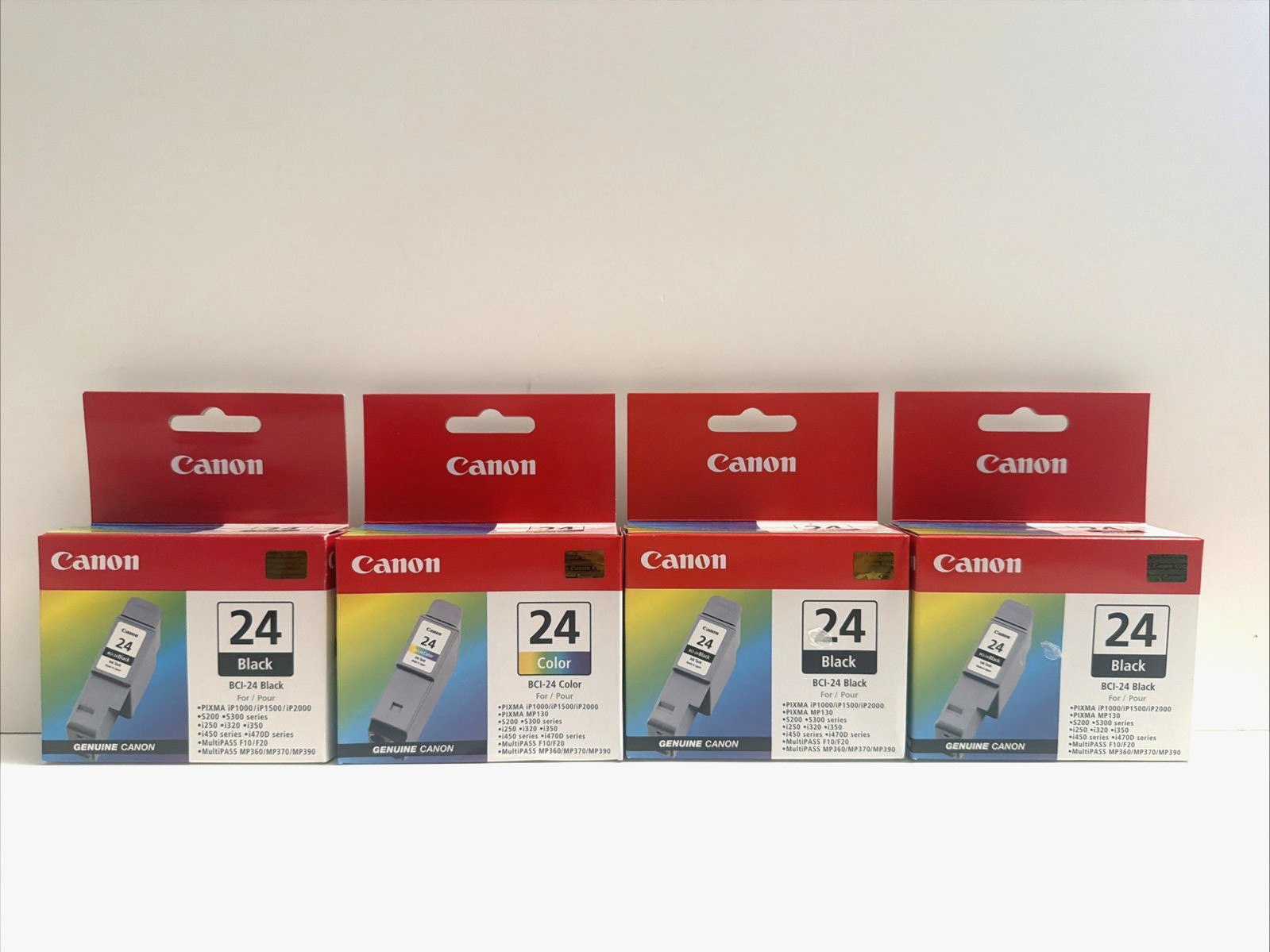 4 Packs Genuine Canon BCI-24 Ink Cartridge New NIB (3) Black (1) Color NEW