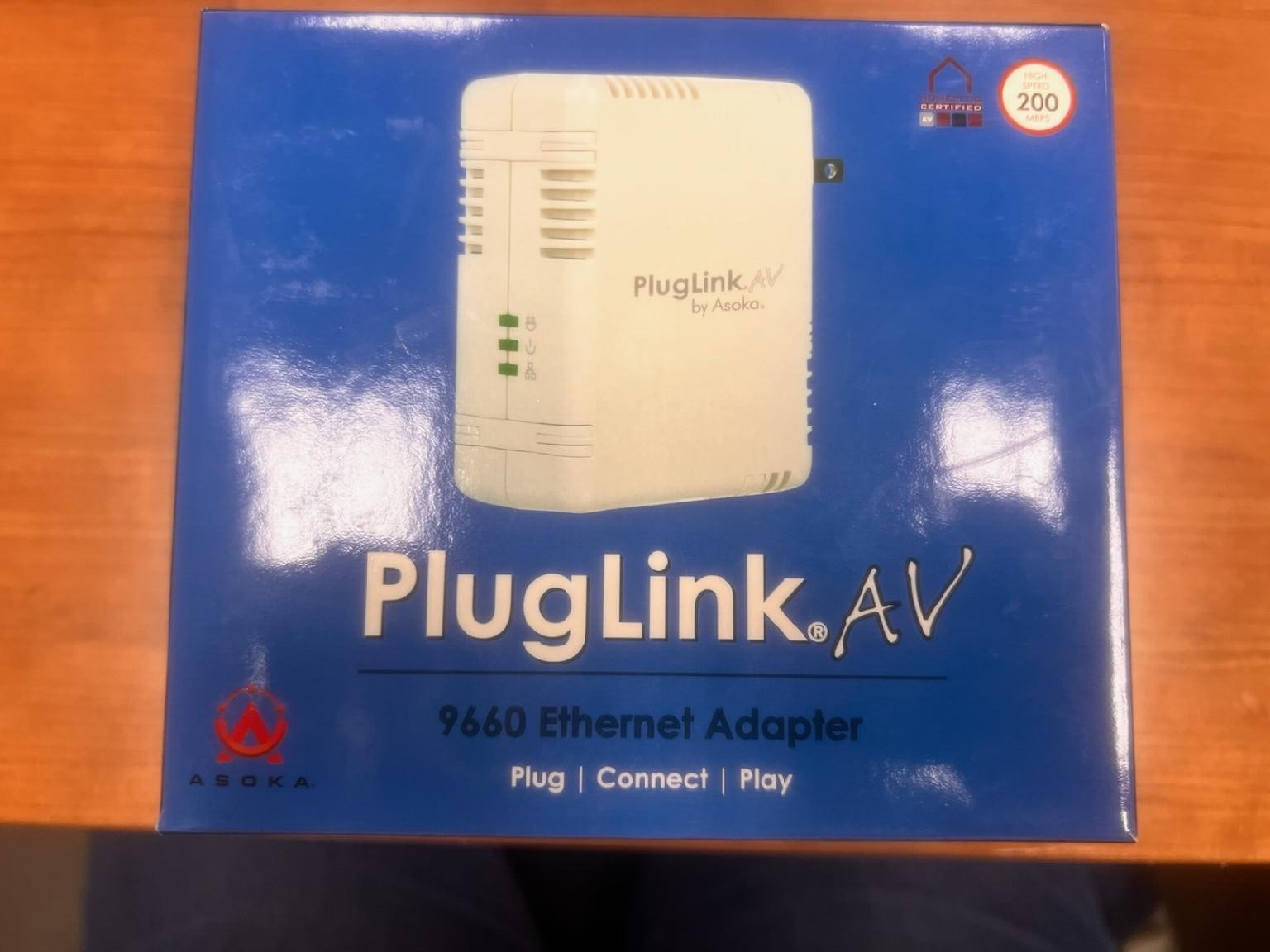 Asoka PlugLink AV PL9660-ETH 9660 Ethernet Adapter Plug, Connect, Play 200 Mbps