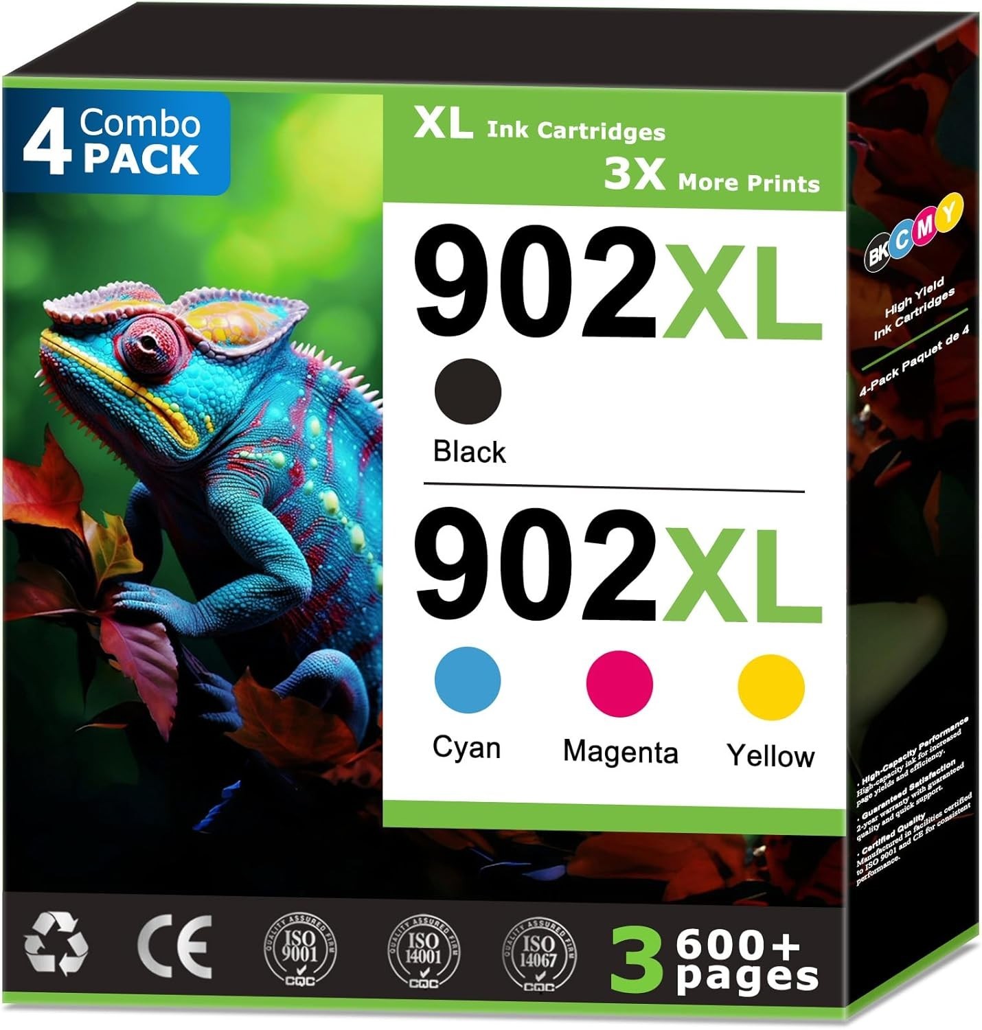 HIRMOD Compatible 902XL Ink Combo 4-Pack for HP OfficeJet Pro 6968 6978 Chip V19