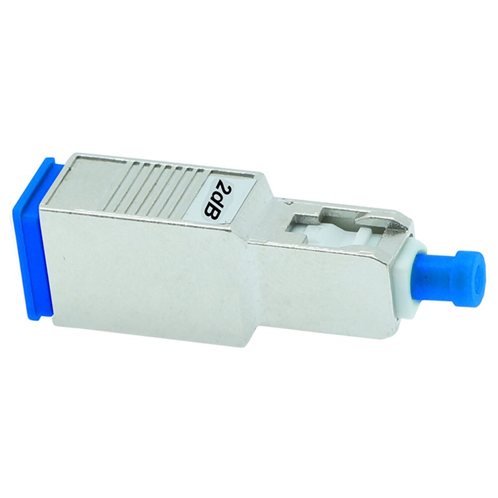 2dB SC UPC Connector Fiber Optic Optical Single Mode Attenuator Metal Blue