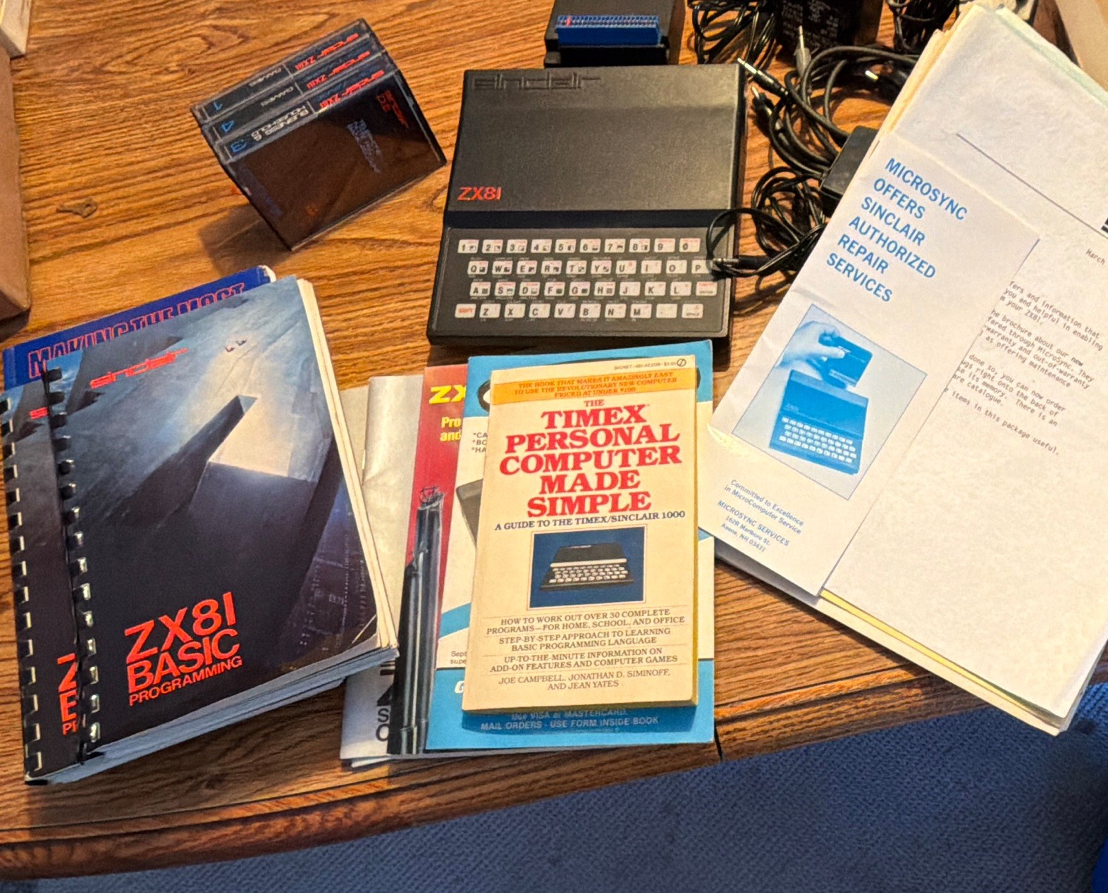 Sinclair ZX81 Vintage Home Computer Lot w/ Manuals, Books & Cassette Tapes