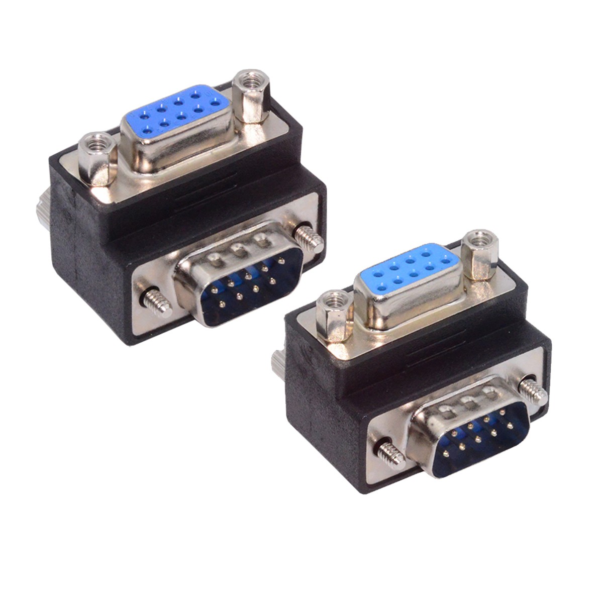 CY Up & Down Angled RS232 D-Sub 9Pin Screw Type Male to Female Adapter 2pcs/lot