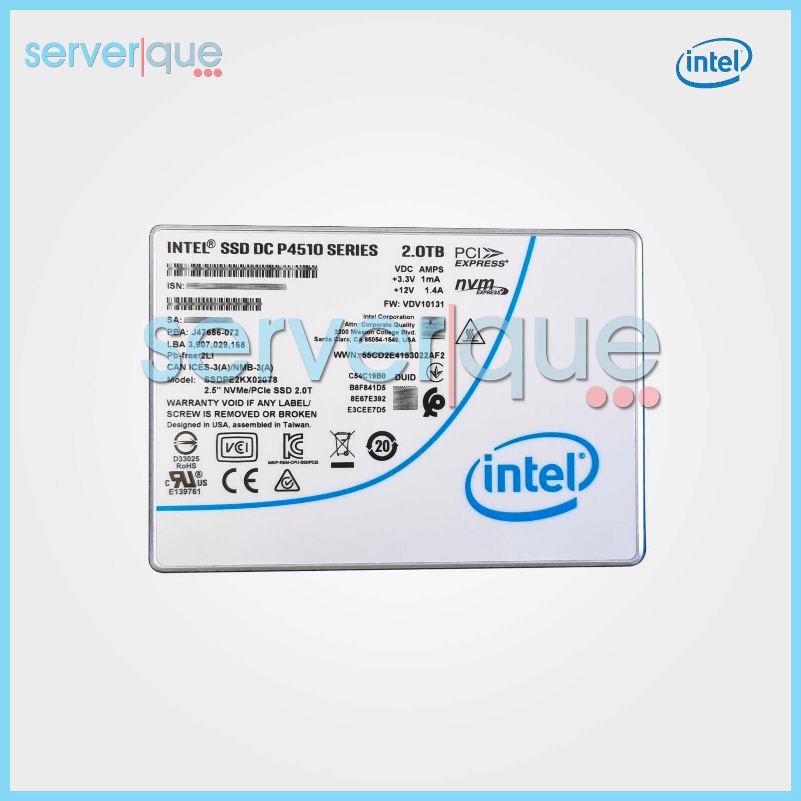 Intel SSDPE2KX010T8 DC P4510 1TB 2.5" TLC PCI-e 3.1 x4 NVMe Solid State Drive