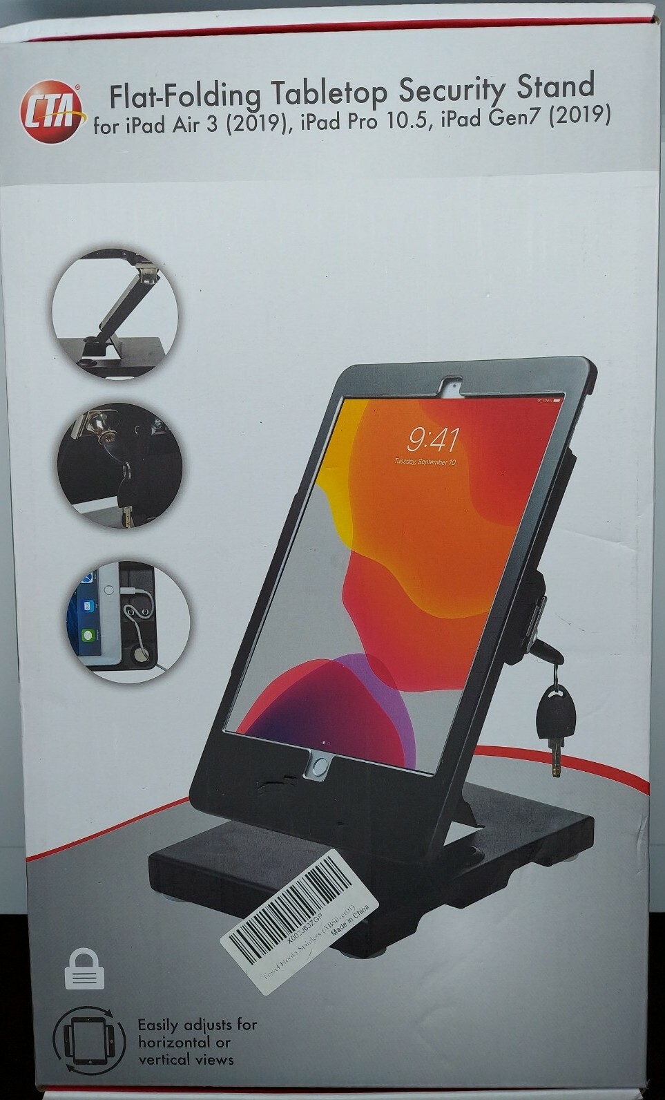 Cta Digital Pad-fts10 Flat-folding Tabletop Security Stand For Ipad Air 3, Ipad