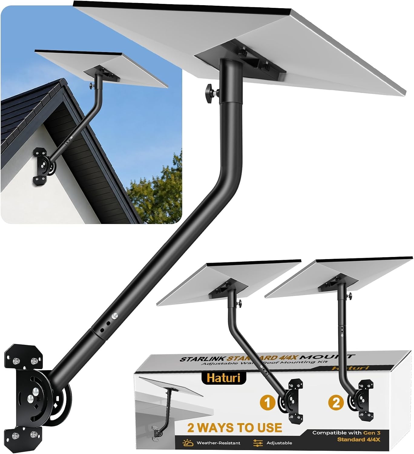 Mount for Starlink Standard 4 4X Gen 3, Adjustable 25 Inch Roof Mounting Kit,