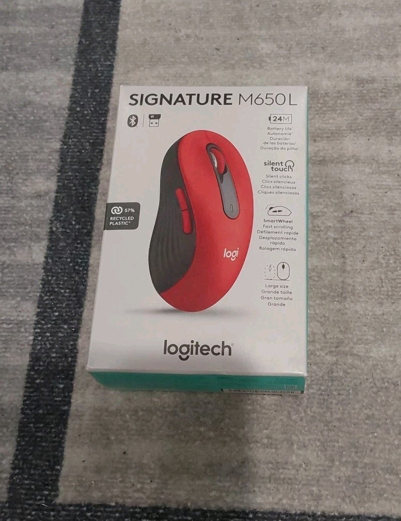Logitech Signature M650 L Full Size Wireless Mouse For Large Size Red NEW L***