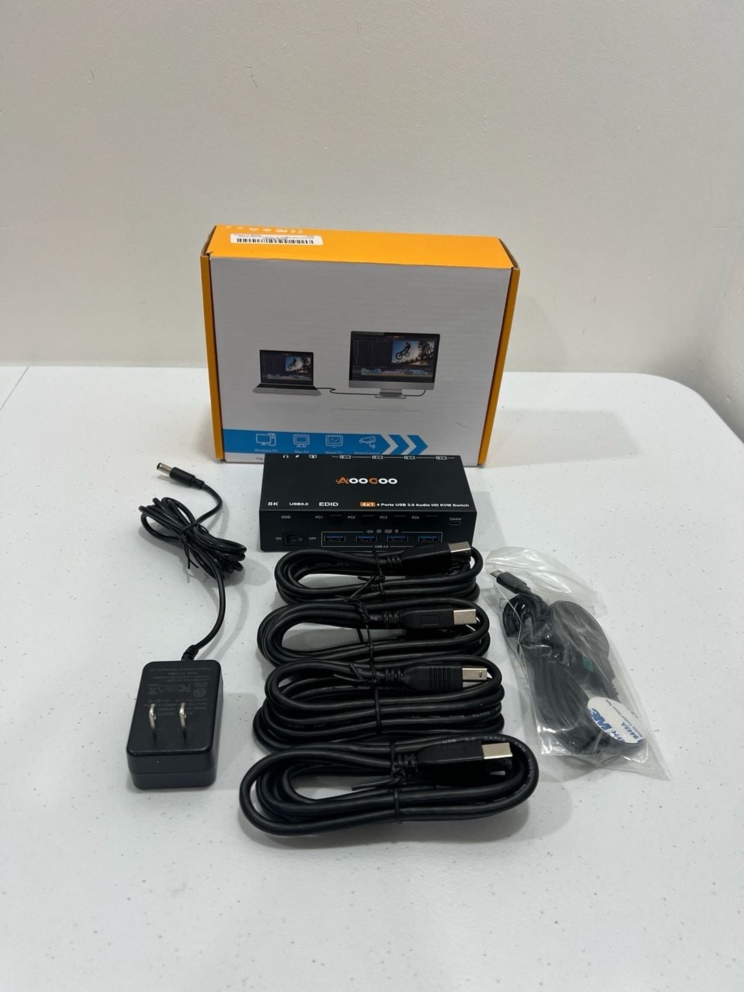 HDMI 4x1 4-Port USB 3.0 Audio HD KVM Switch 8K Wired Remote -TESTED-