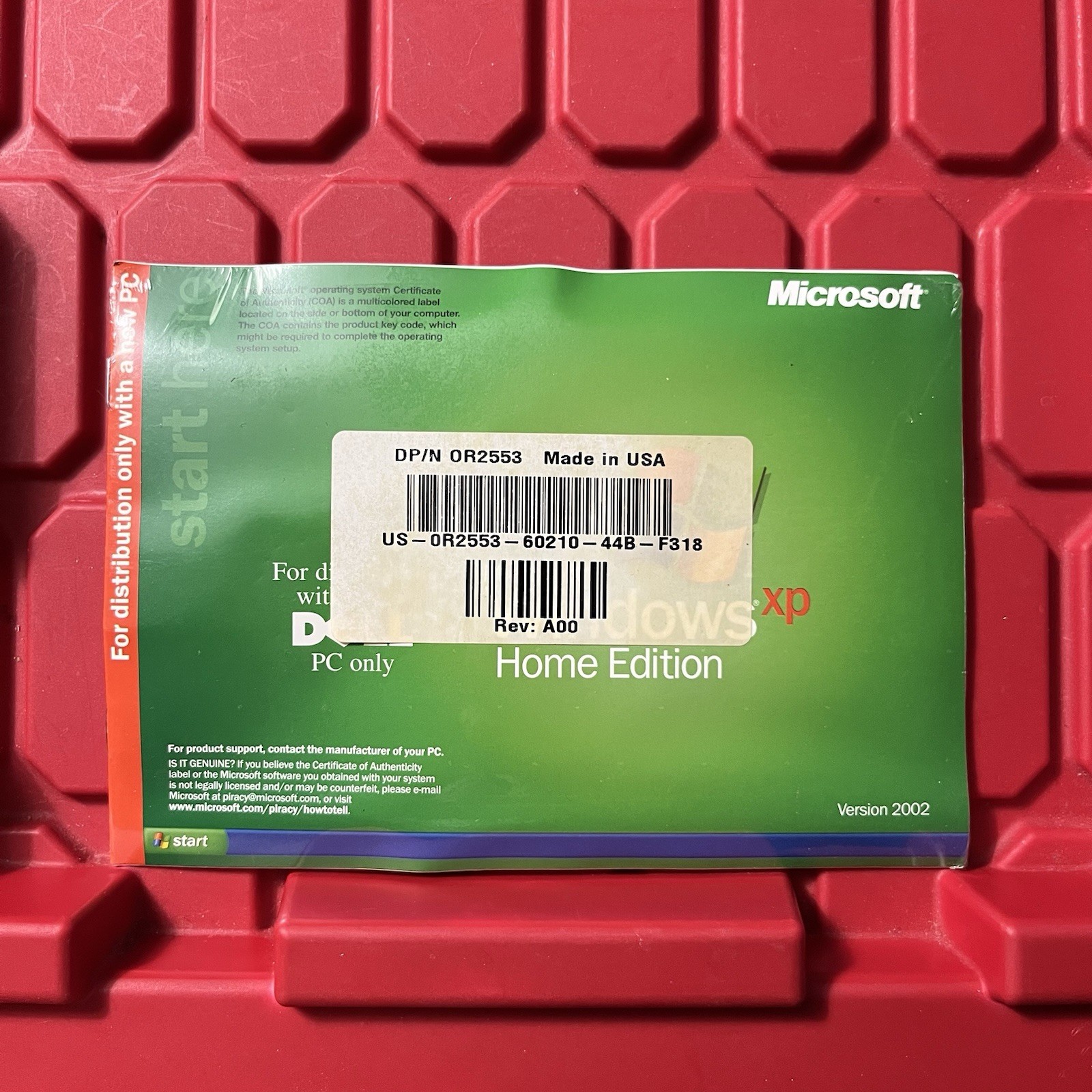 Dell Microsoft Windows XP Home Edition SP1a Reinstallation Disc NO KEY Sealed