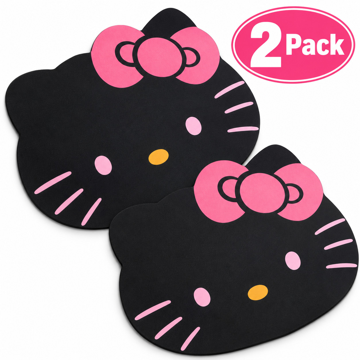 2Pack Cartoon Mouse Pad, Silicone Soft Gaming Mouse Pad for Home Office Black
