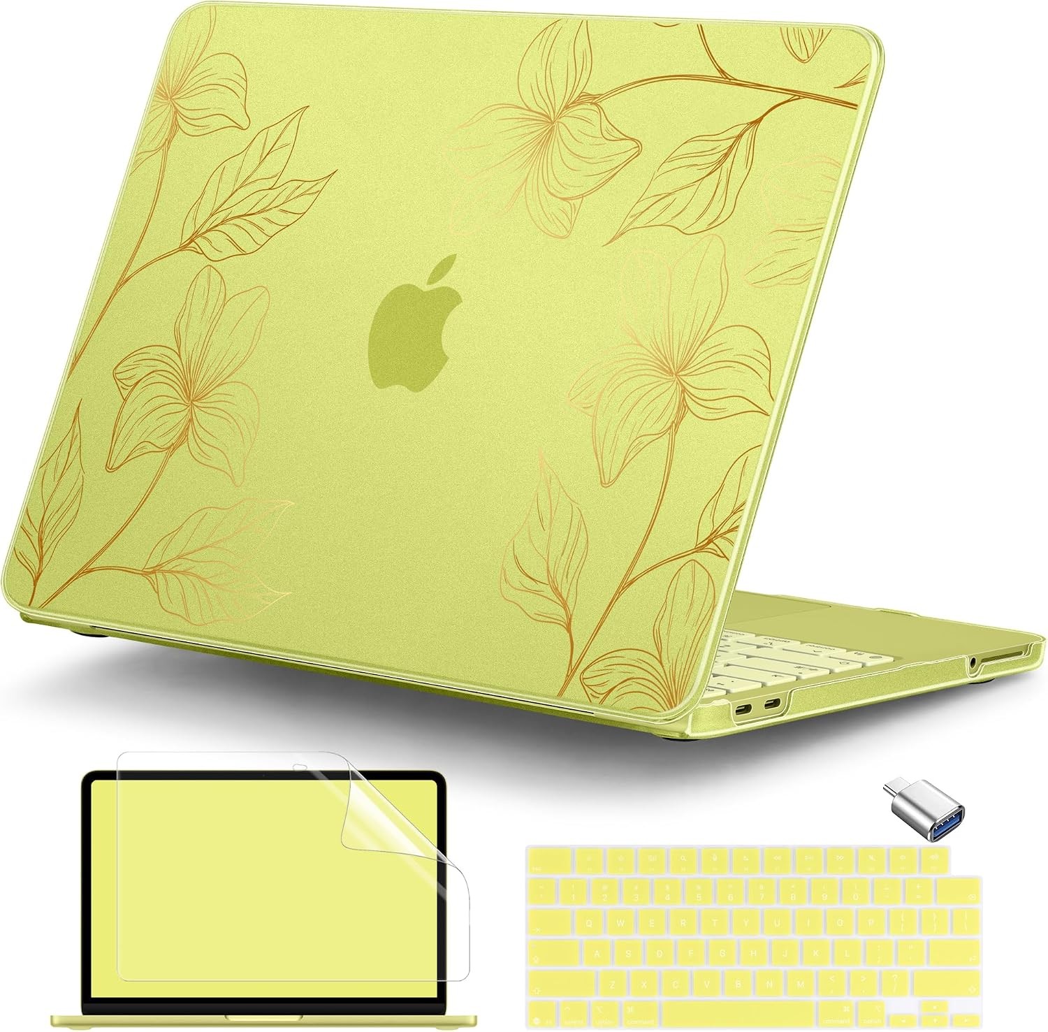 MacBook Neo 13 inch Case 2026 (Model A3404), Artistic Floral Pattern Hard Shell