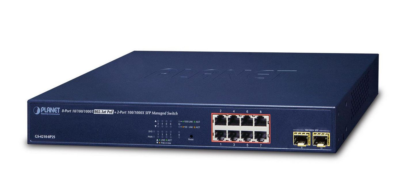 Planet GS-4210-8P2S IPv4/IPv6 8-Port Managed 802.3at POE+ Gigabit Ethernet S ~E~