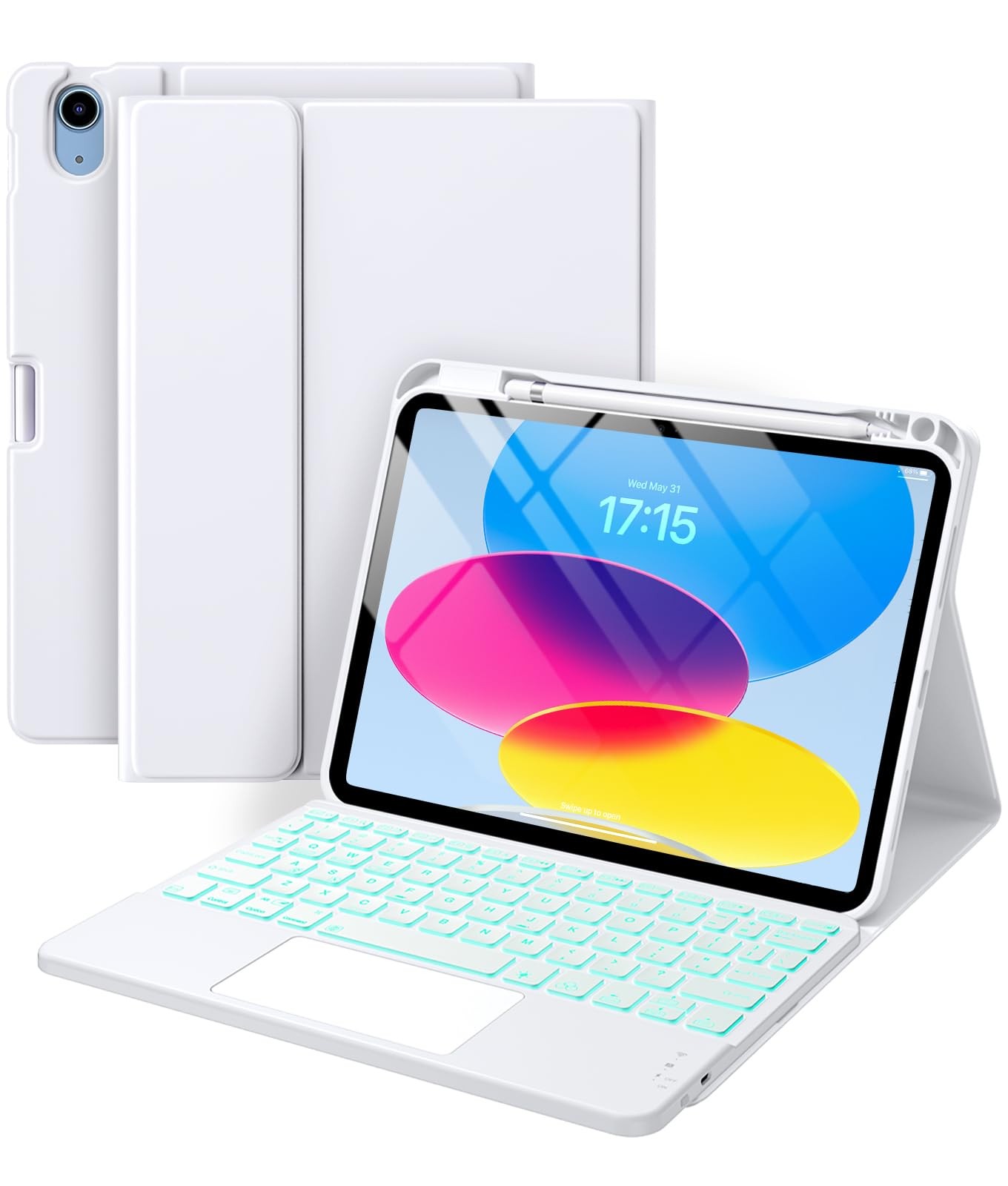 Harvopu Compatible for iPad 11th 10th Generation Case with Keyboard, Folio