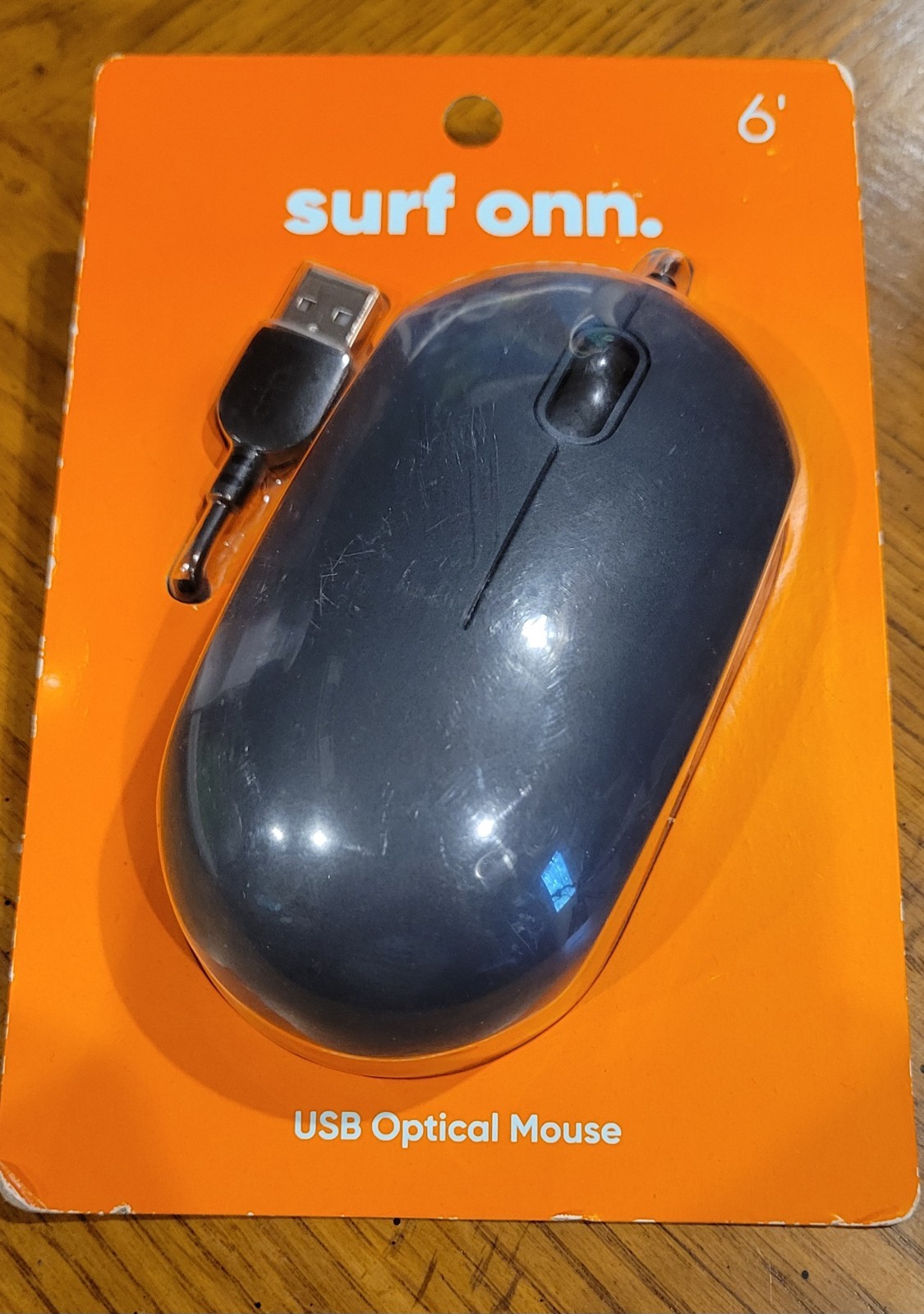Surf Onn USB Optical Mouse with 6 Ft Cable and 3 Buttons Scroll Feature