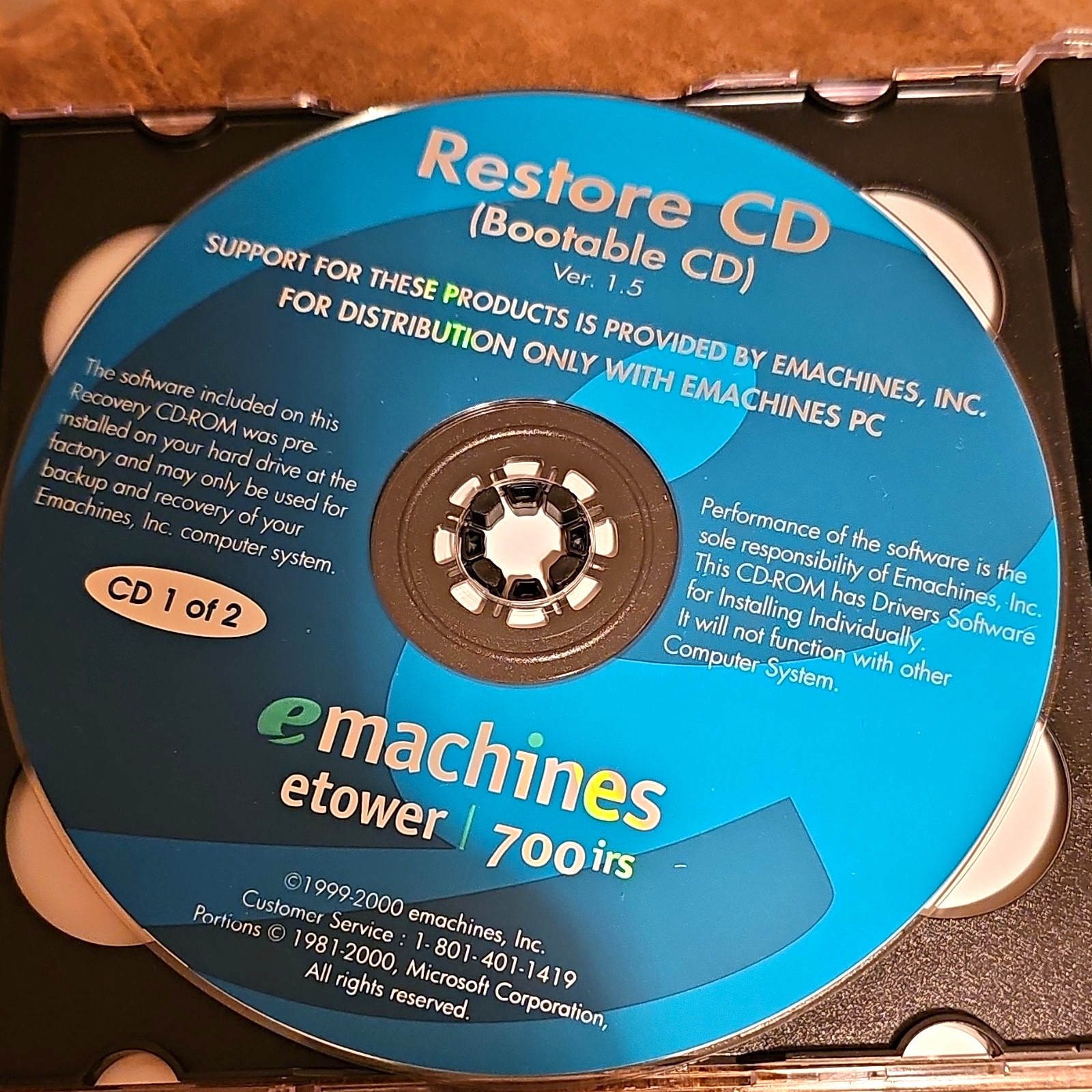 eMachines Bootable Restore CD Ver 1.5 for eTower 700irs, CD 2/2 117512