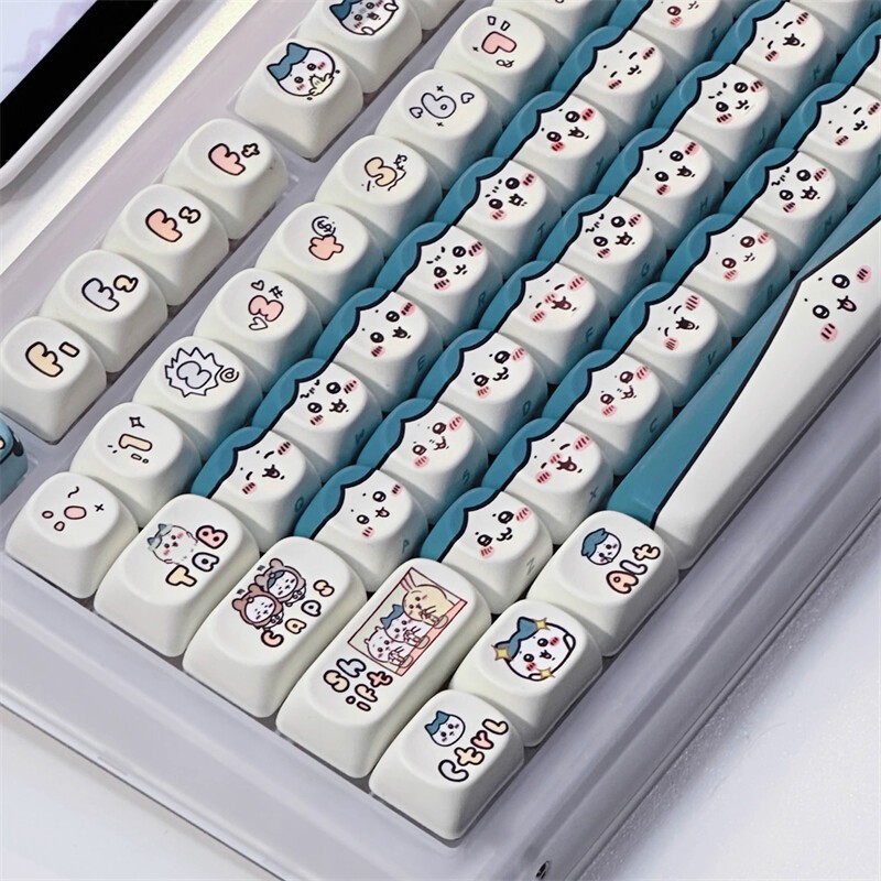 Chiikawa Hachiware Keycaps For Mechanical Keyboard Full Set 131 Keys Cartoon