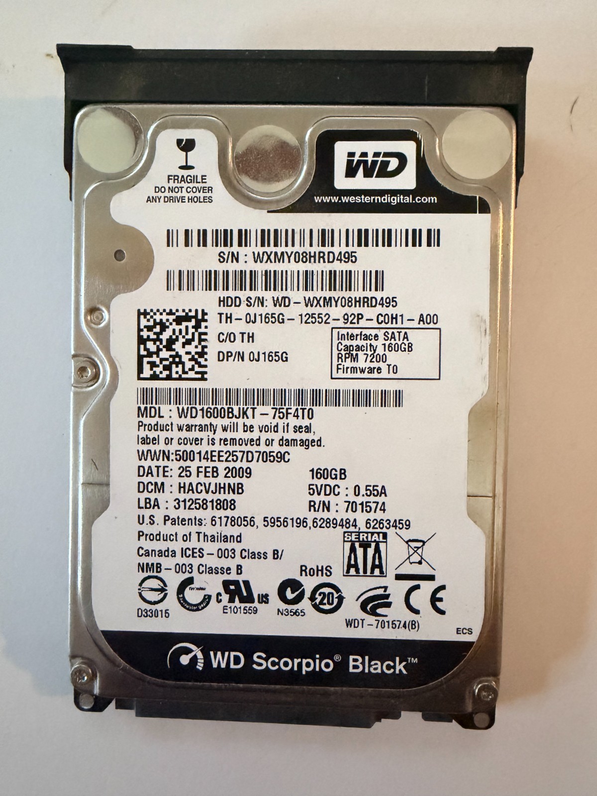 Western Digital 2.5 in, 160GB Hard Drive for Laptops