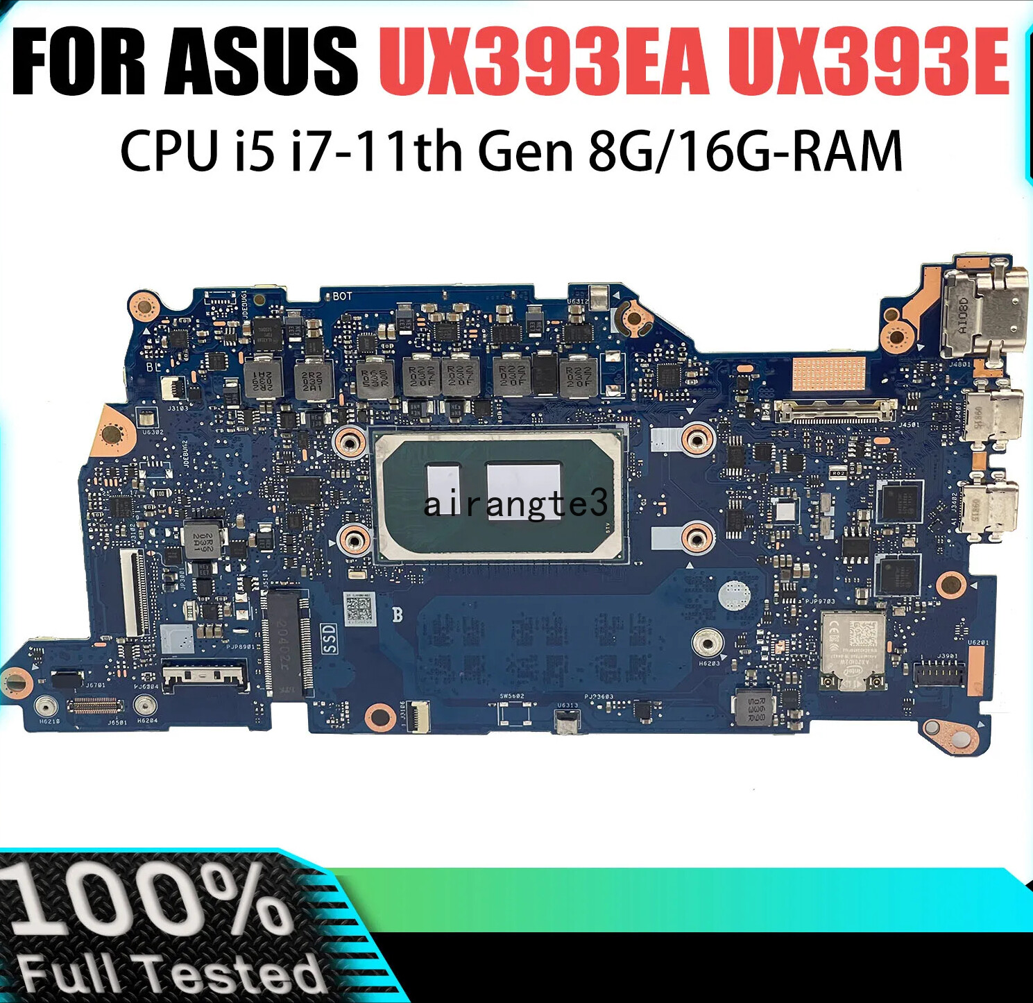 UX393EA For Asus UX393EA UX393 UX393E Motherboard ，CPU I5 I7 11th 8GB/16GB RAM
