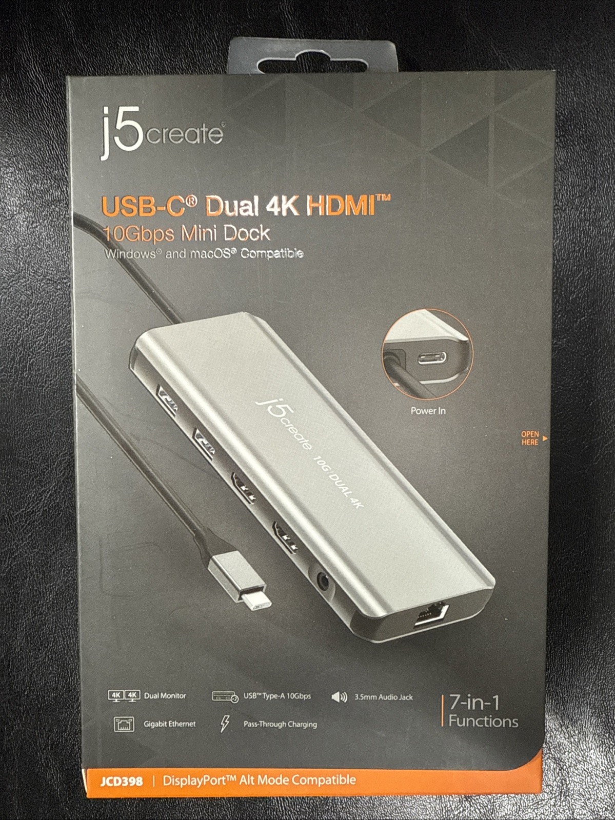 BRAND NEW j5create USB-C Dual 4K HDMI 10Gbps Mini Dock 100W JCD398 