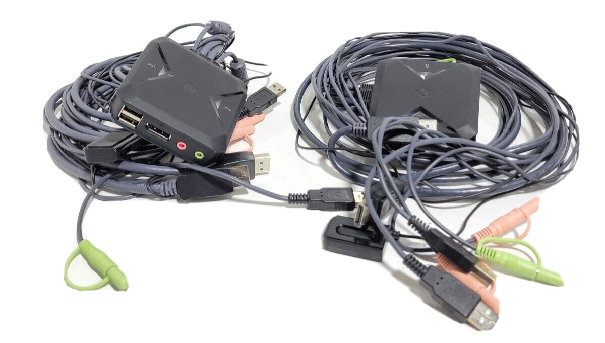LOT OF 2 - IOGEAR 2-Port 4K USB DisplayPort Cable KVM Switch - GCS52DP