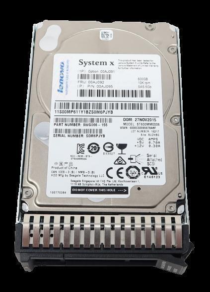 00AJ092 00AJ091 00AJ095 FOR LENOVO 600GB 10000RPM 6Gbps G3HS 2.5" SAS Hard Drive