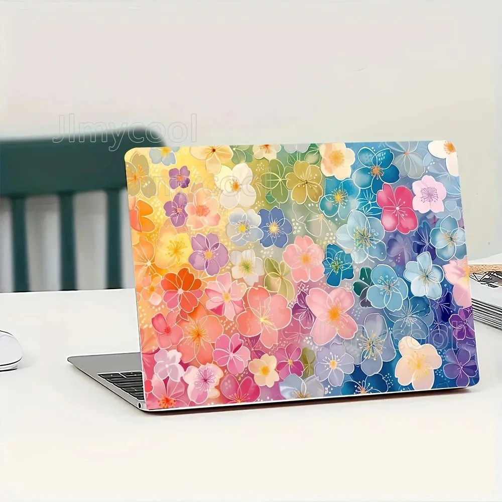 2x Colored Floral PVC Laptop Protective Cases Self-adhesive Scratch Resistant 