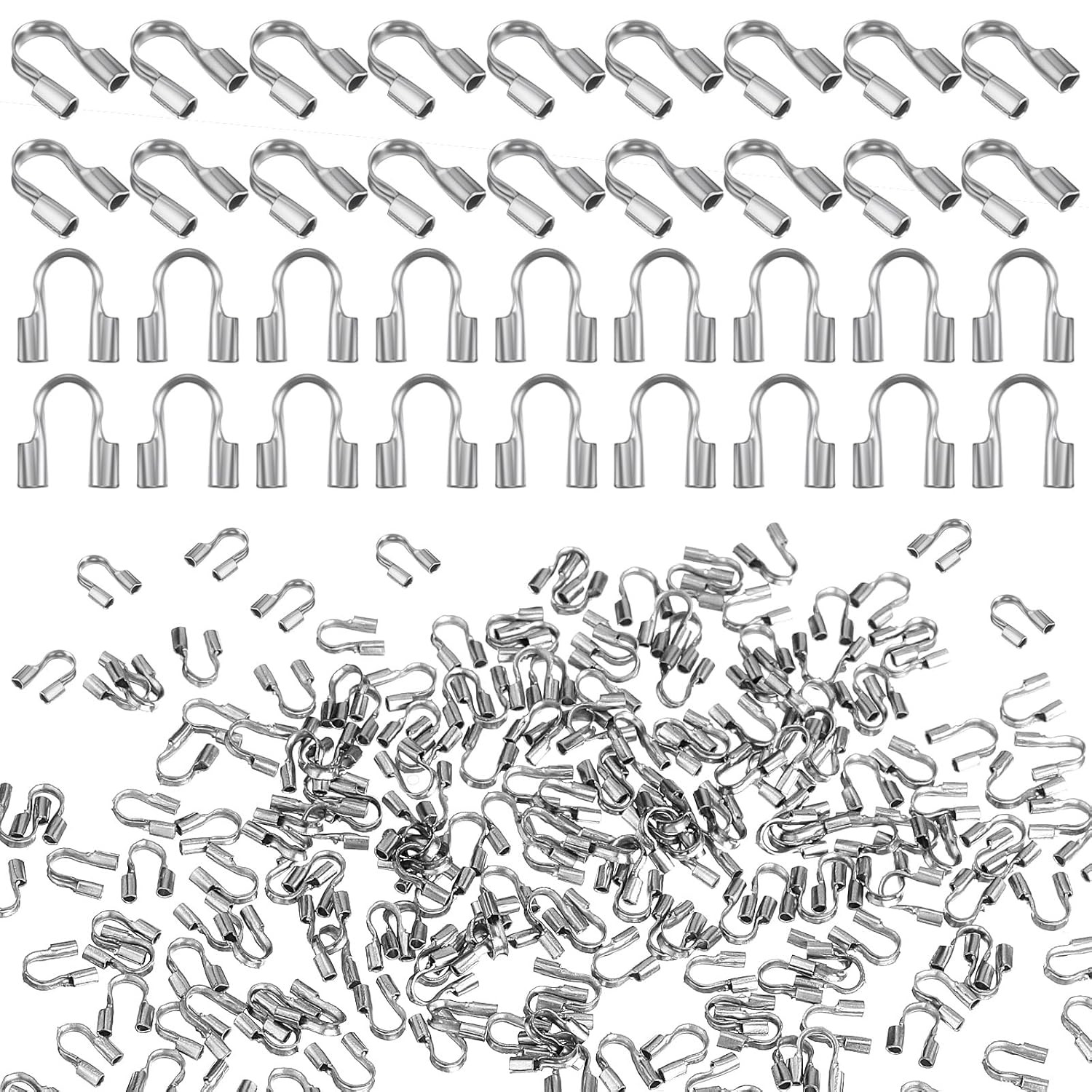 200PCS Wire Guardian U-Shape Protectors, 0.7mm Hole Wire Guards for Jewelry Maki