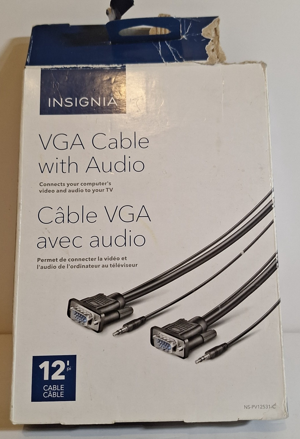 Insignia- 12' VGA Monitor Cable with 3.5mm Audio - Black Model (NS-Pv12531)