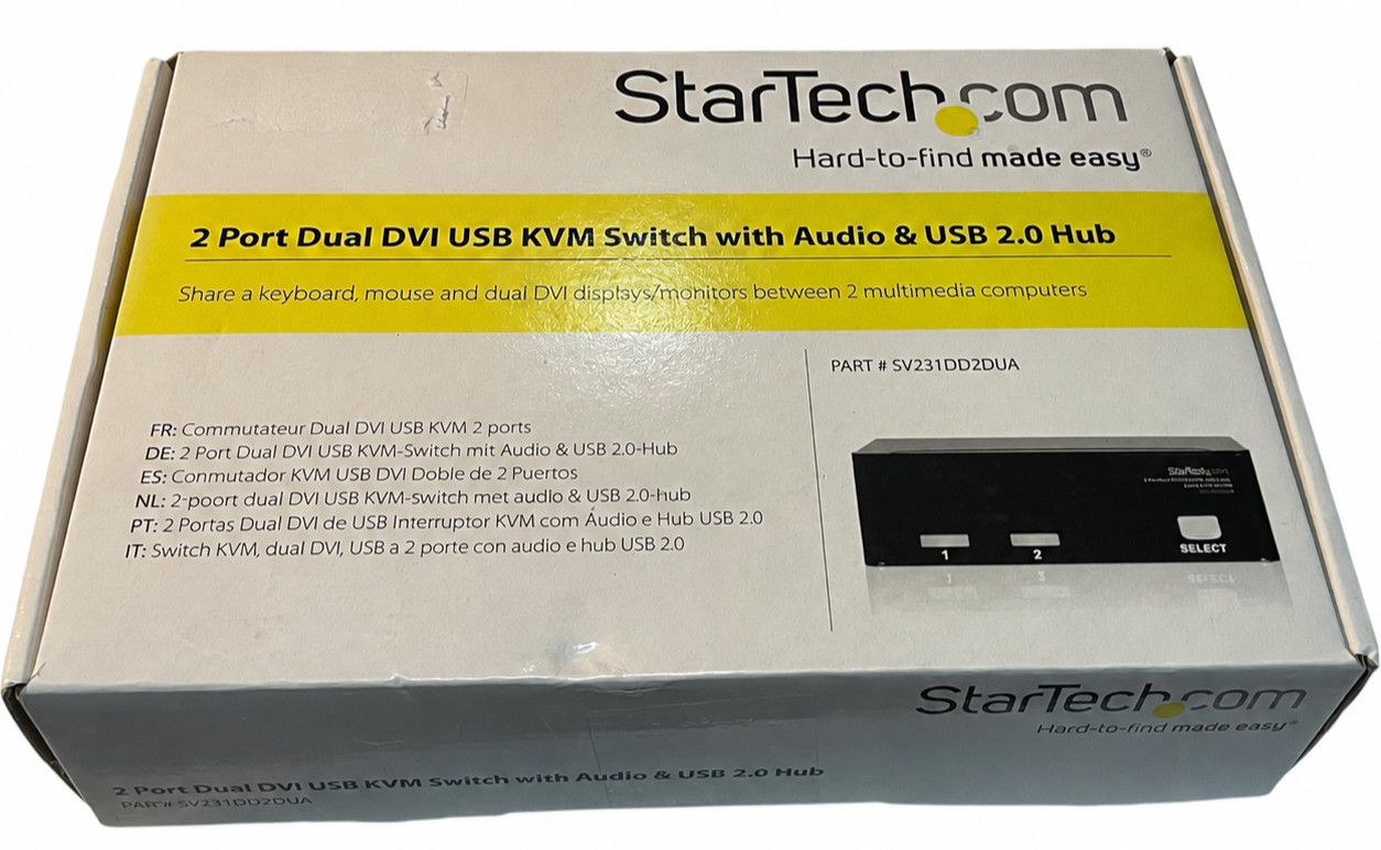 StarTech SV231DD2DUA 2 Port Dual DVI USB KVM Switch with Audio & USB 2.0 Hub