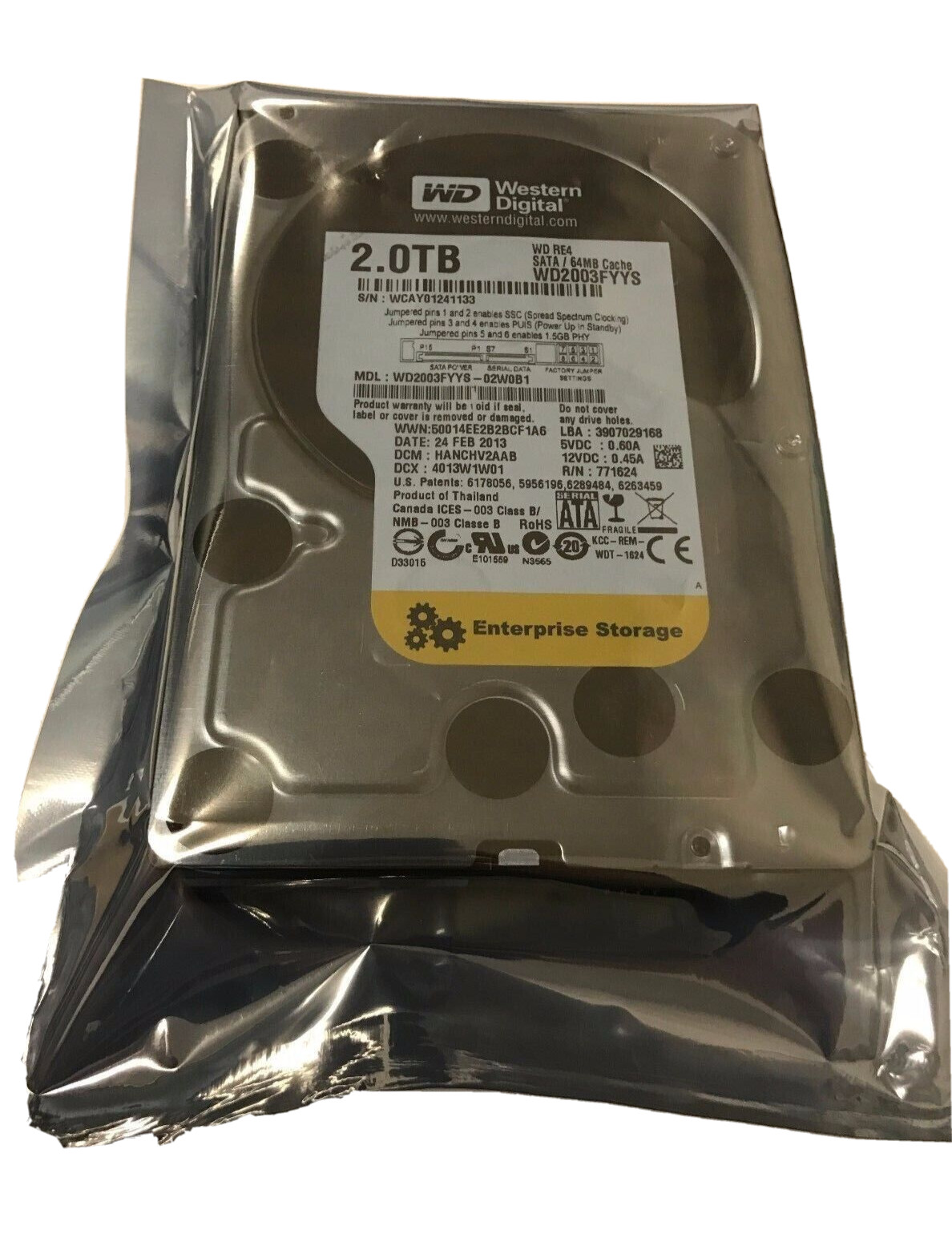 Western Digital WD2003FYYS RE4 Hard Drive 2TB 7200RPM 3.5" Internal SATA WD