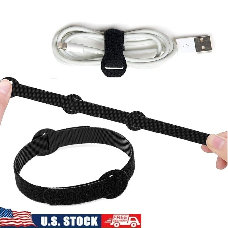 Reusable Cable Ties 50 Pack 6 Inch Adjustable Hook Loop Cord Organizer Straps US