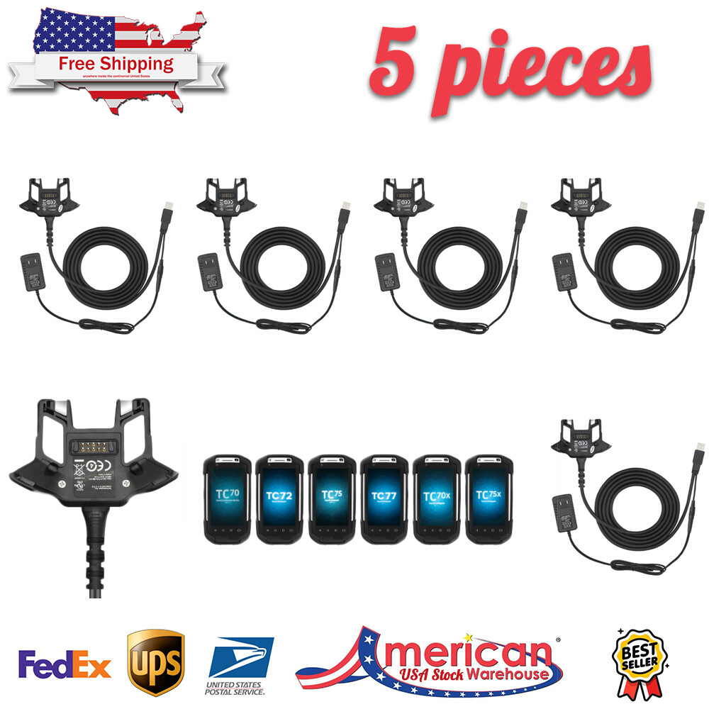 5pcs USB Charger Cable with Adapter for Zebra Symbol TC70 TC75 CBL-TC7X-USB1-01
