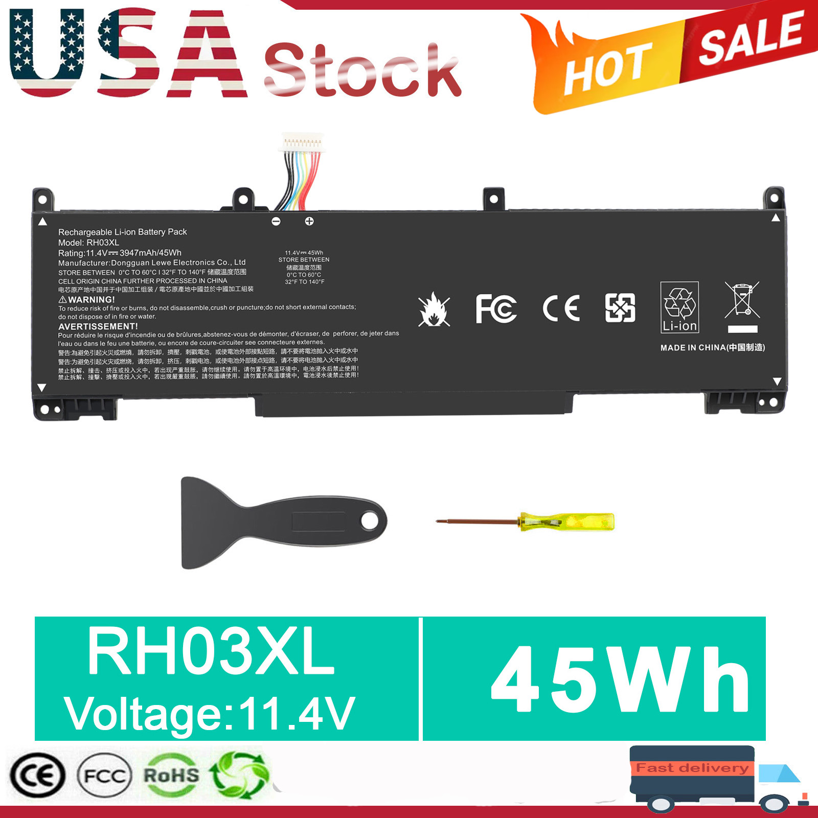 RH03XL M02027-005 Battery for HP ProBook 430 440 445 450 630 640 650 G8 45WH