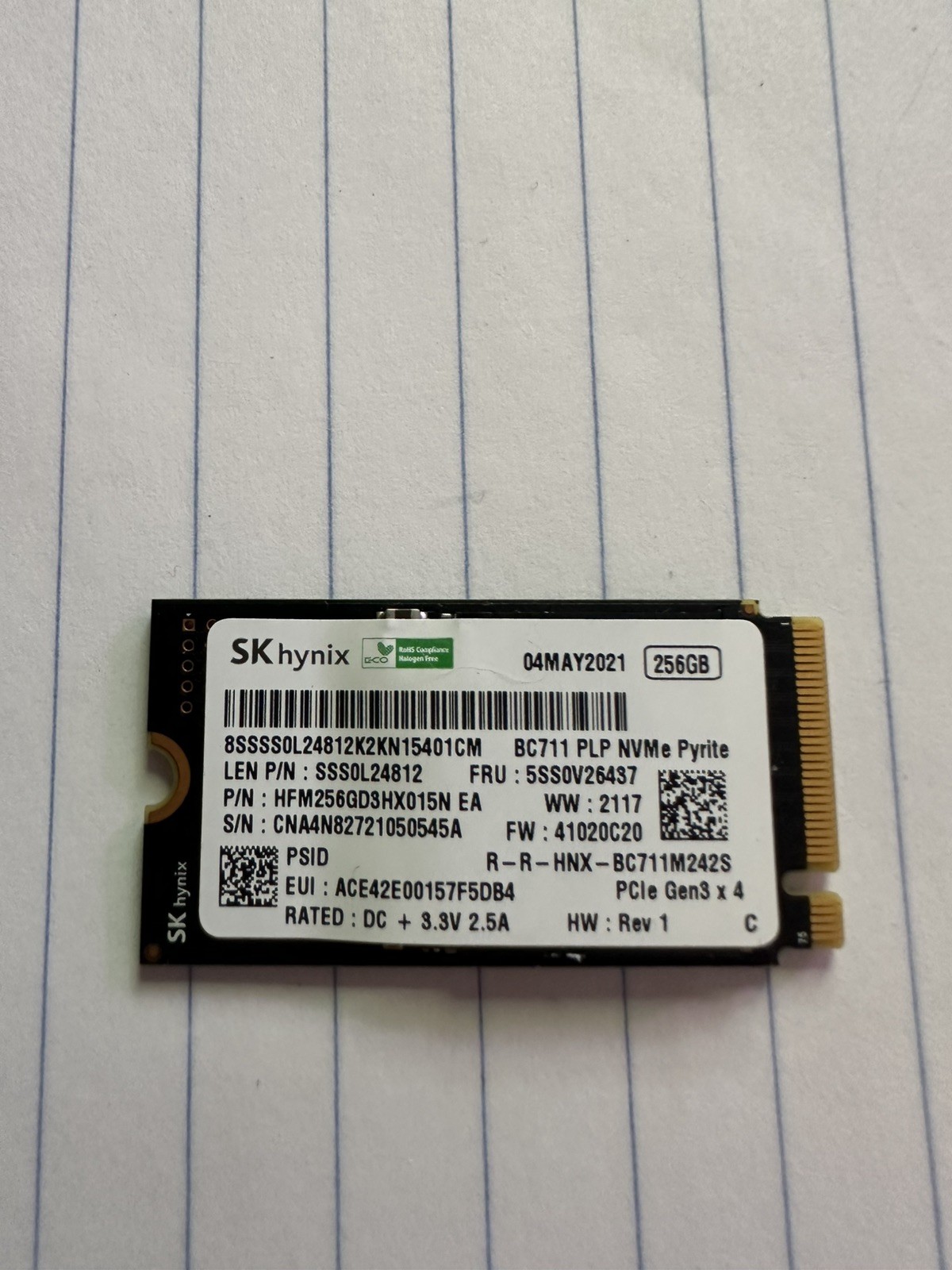 SK hynix HFM256GD3HX015N 256GB, M.2 2242 Internal SSD