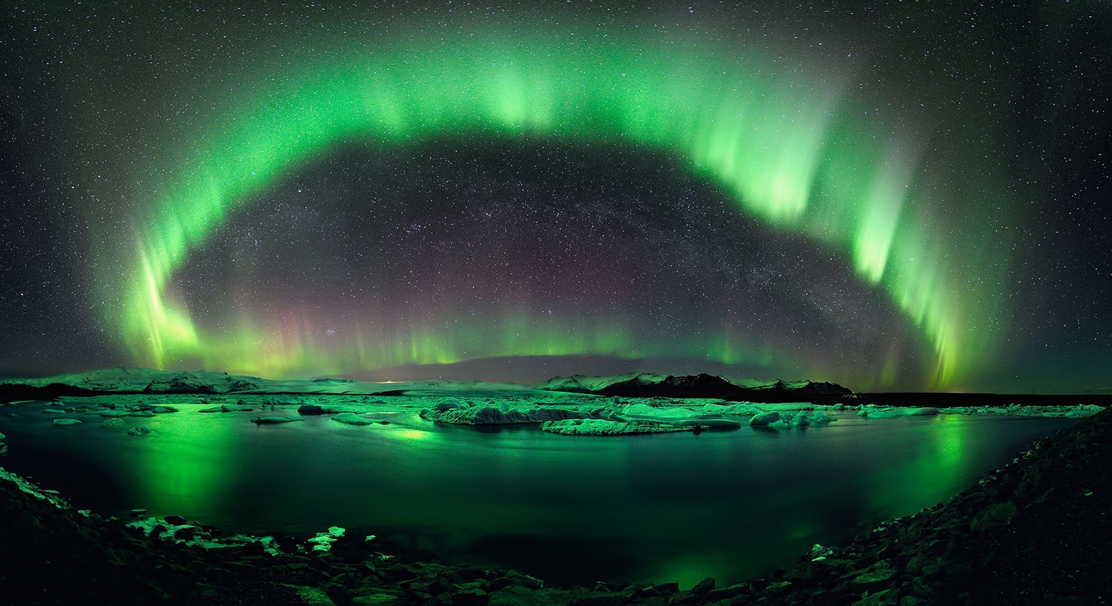 Landscape nature lake aurorae art iceland sky stars Custom Gaming Mat Desk