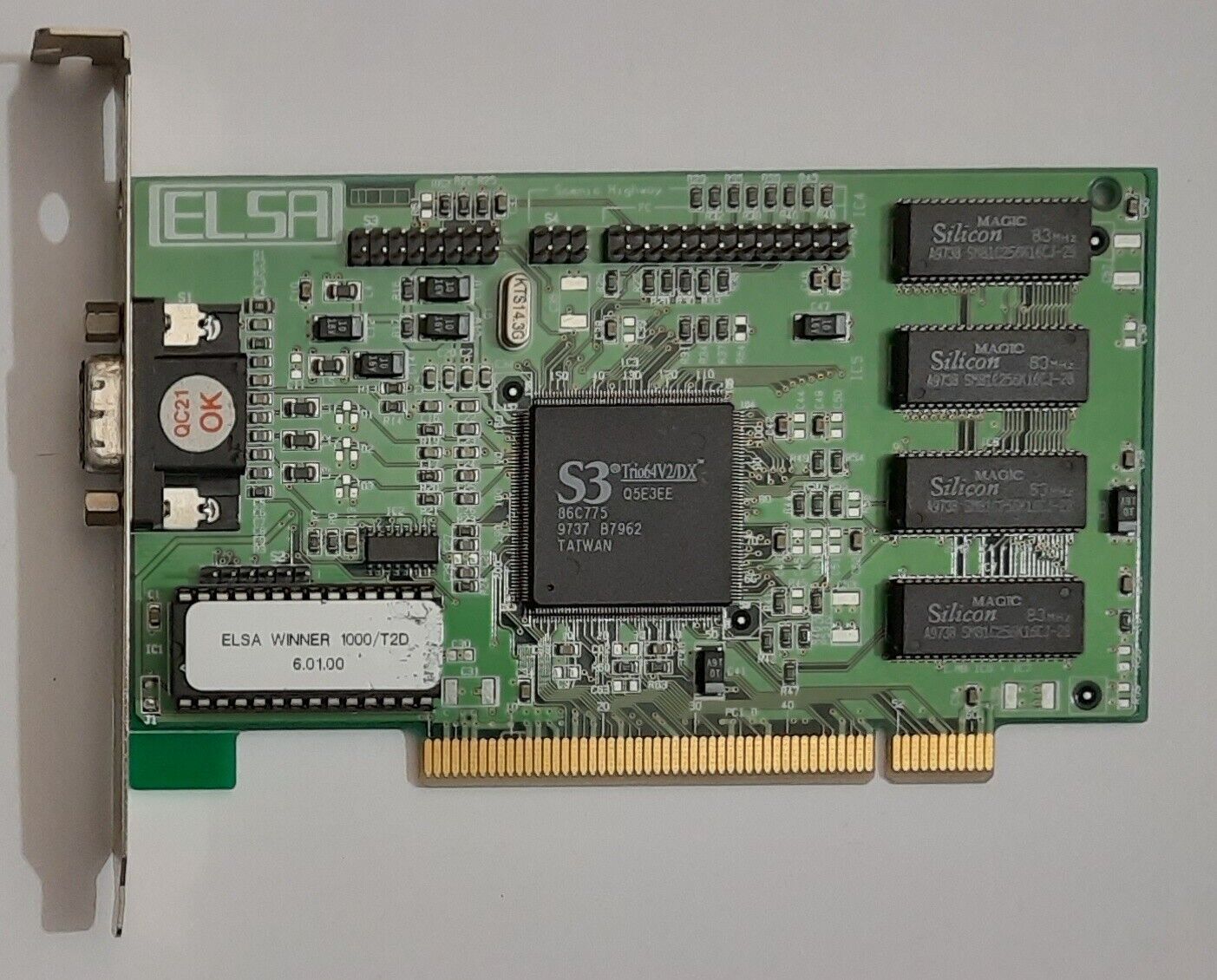 ELSA Winner 1000/T2D PCI Graphics Card (S3 Trio64V2/DX, Retro, 2MB, 1997)