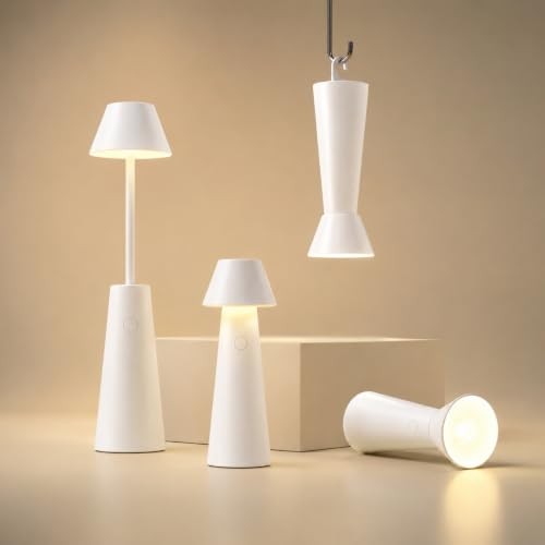 Portable Rechargeable LED Table Lamp - 2-in-1 Extendable, Touch Night White