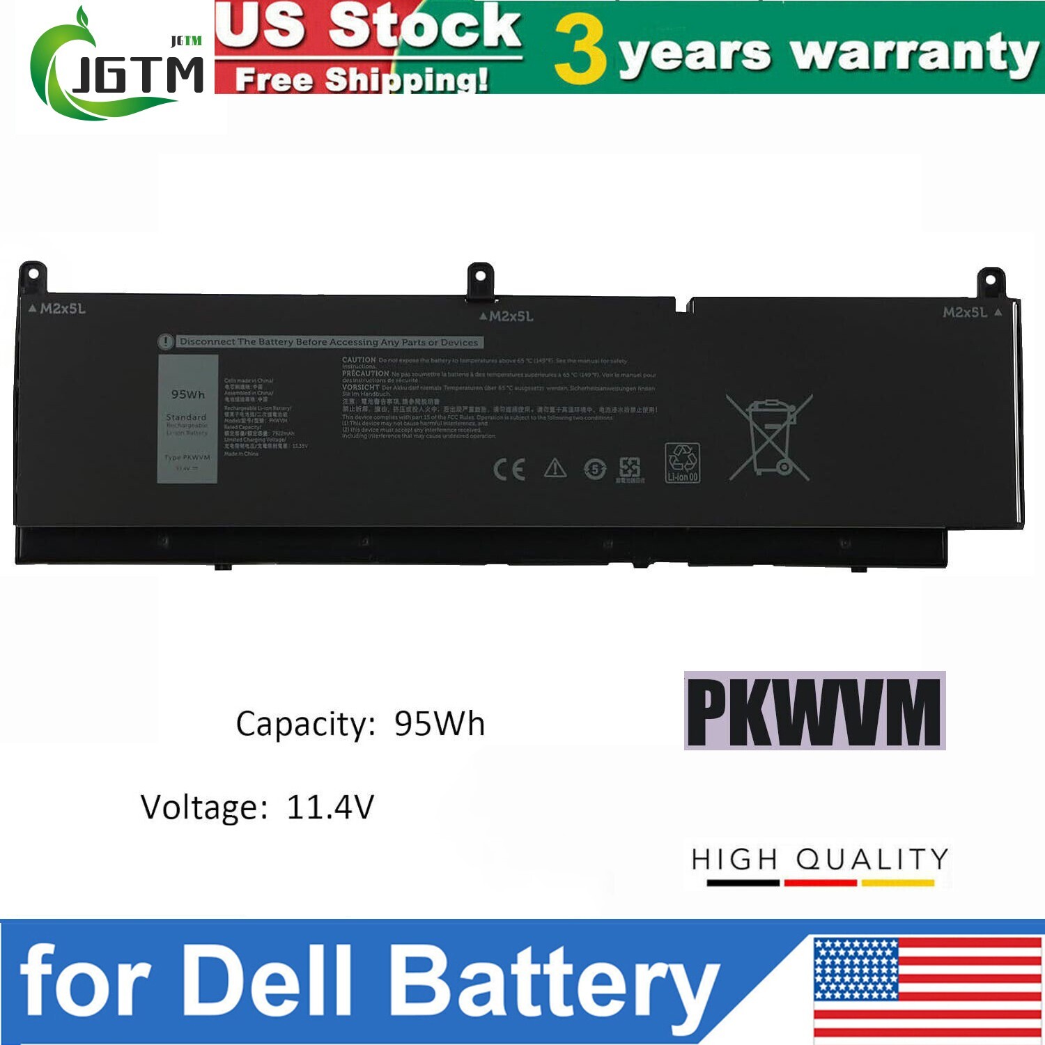 PKWVM Battery For Dell Precision 7550 7560 7750 7760 Mobile Workstation P44 95Wh