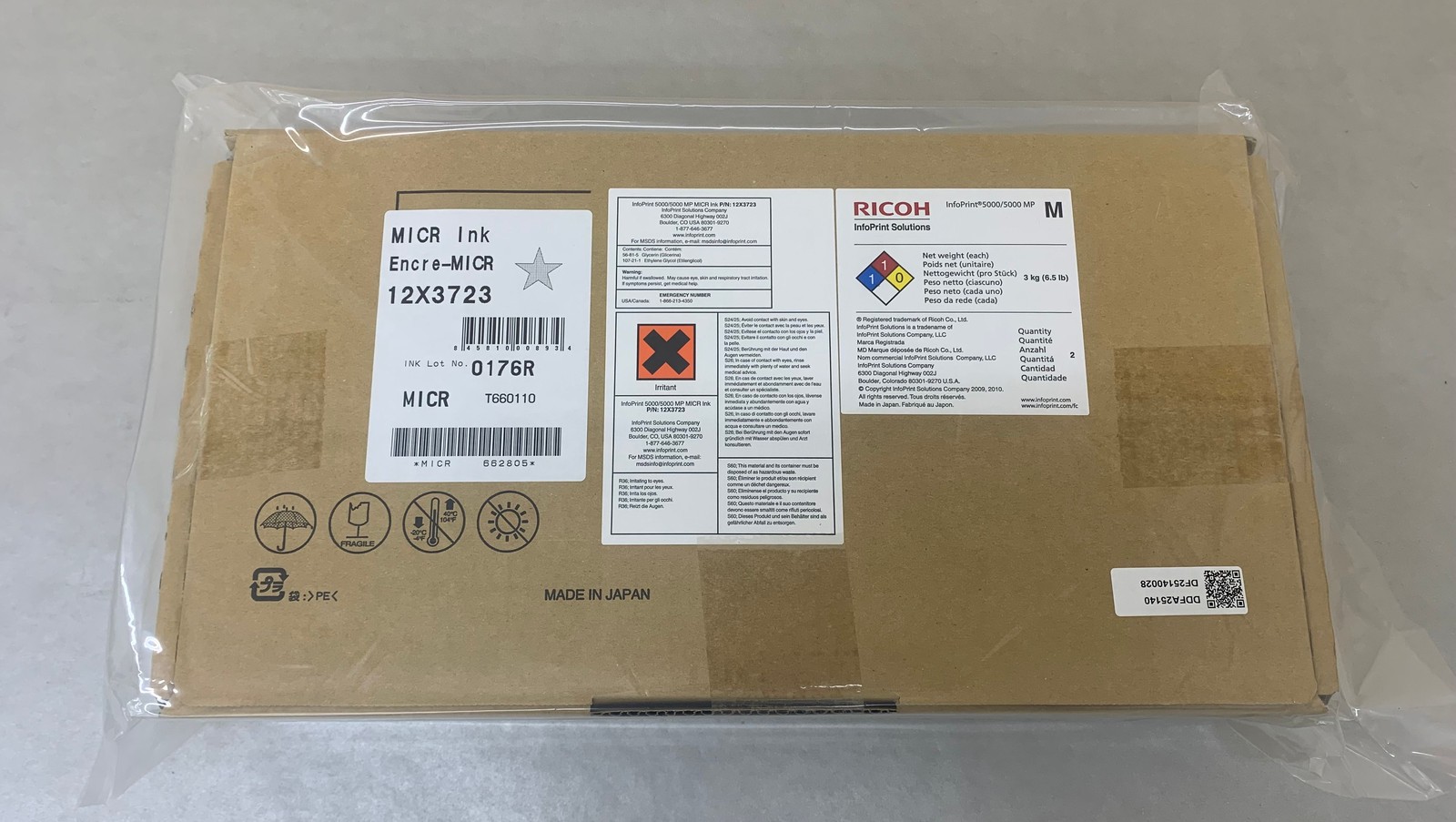 (Box of 2) Ricoh 12X3723 MICR Ink for InfoPrint 5000 Series