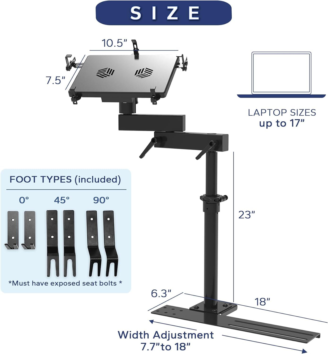 TIEWARDS Laptop Vehicle Mount Computer Seat Mount For Auto Van Truck Universal