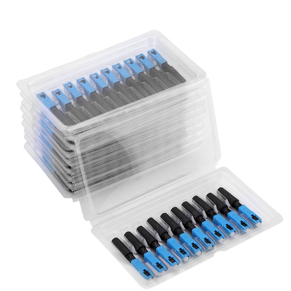 100 PCS SC Embedded Fiber Optic Quick Fast Connector Cable Extender Adapter
