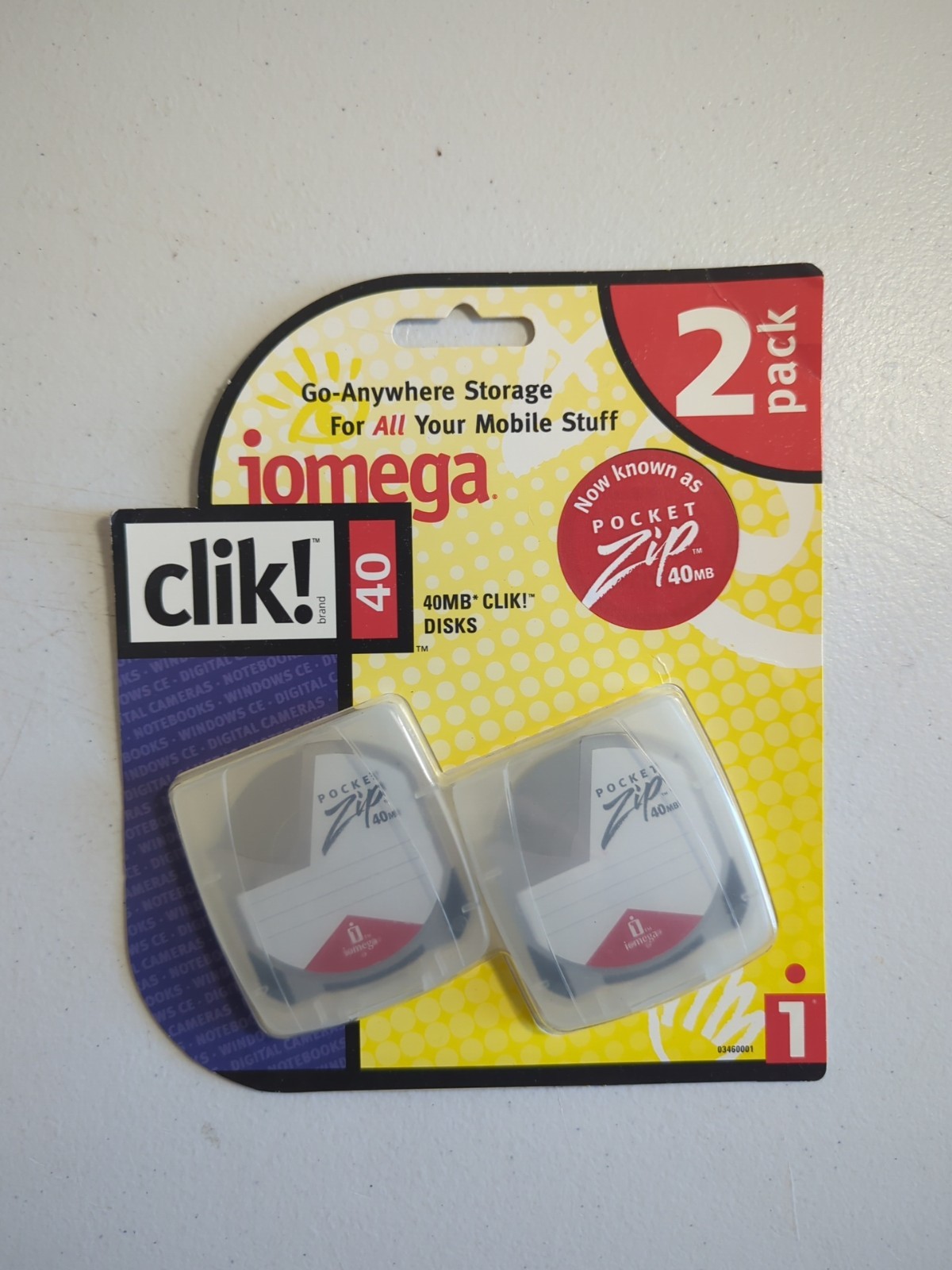 2 Pcs Vintage Iomega Clik 40mb Discs Rare In Original Sealed Package