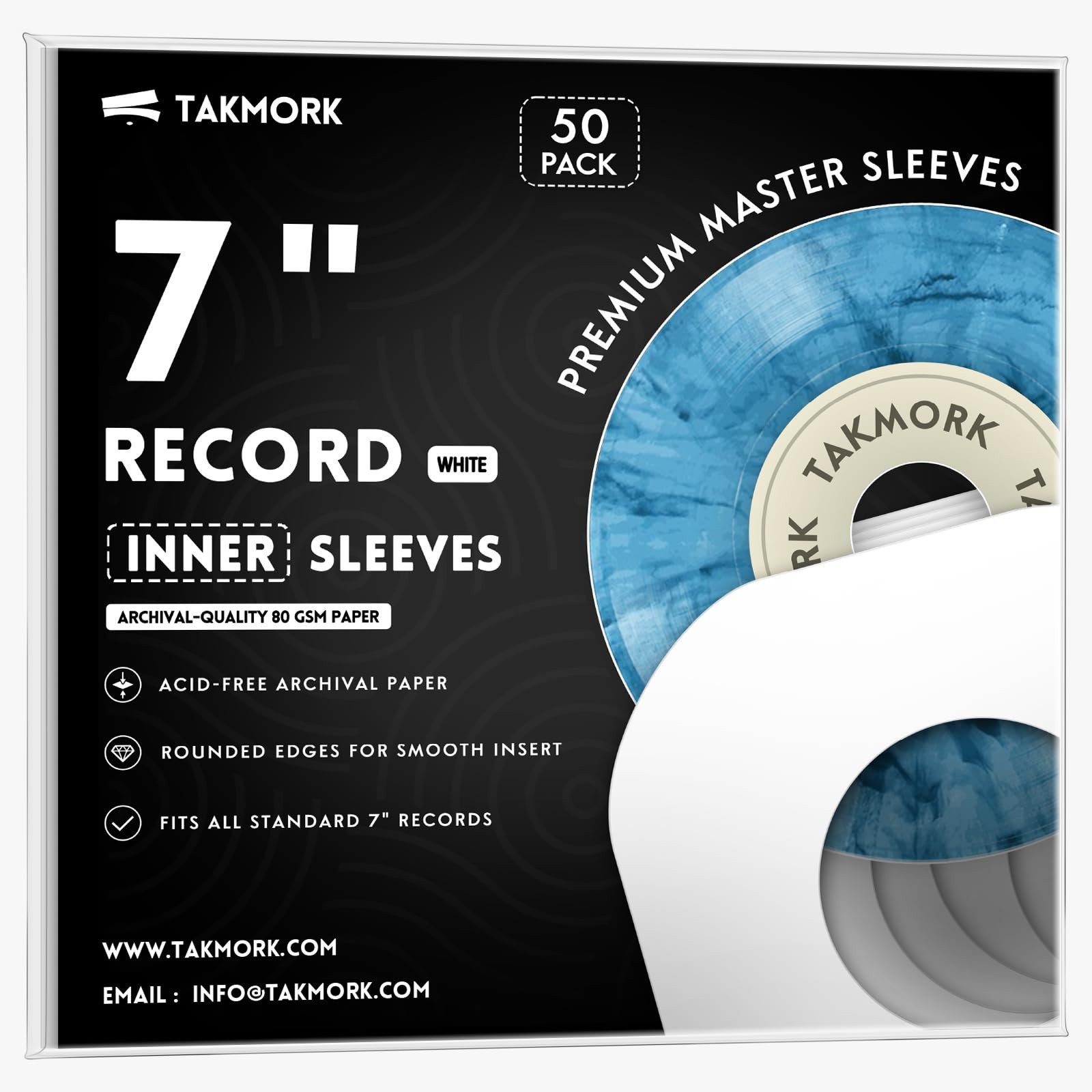 50 Pcs 7 Inch Vinyl Record Inner Paper Sleeves for 45 RPM White Covers