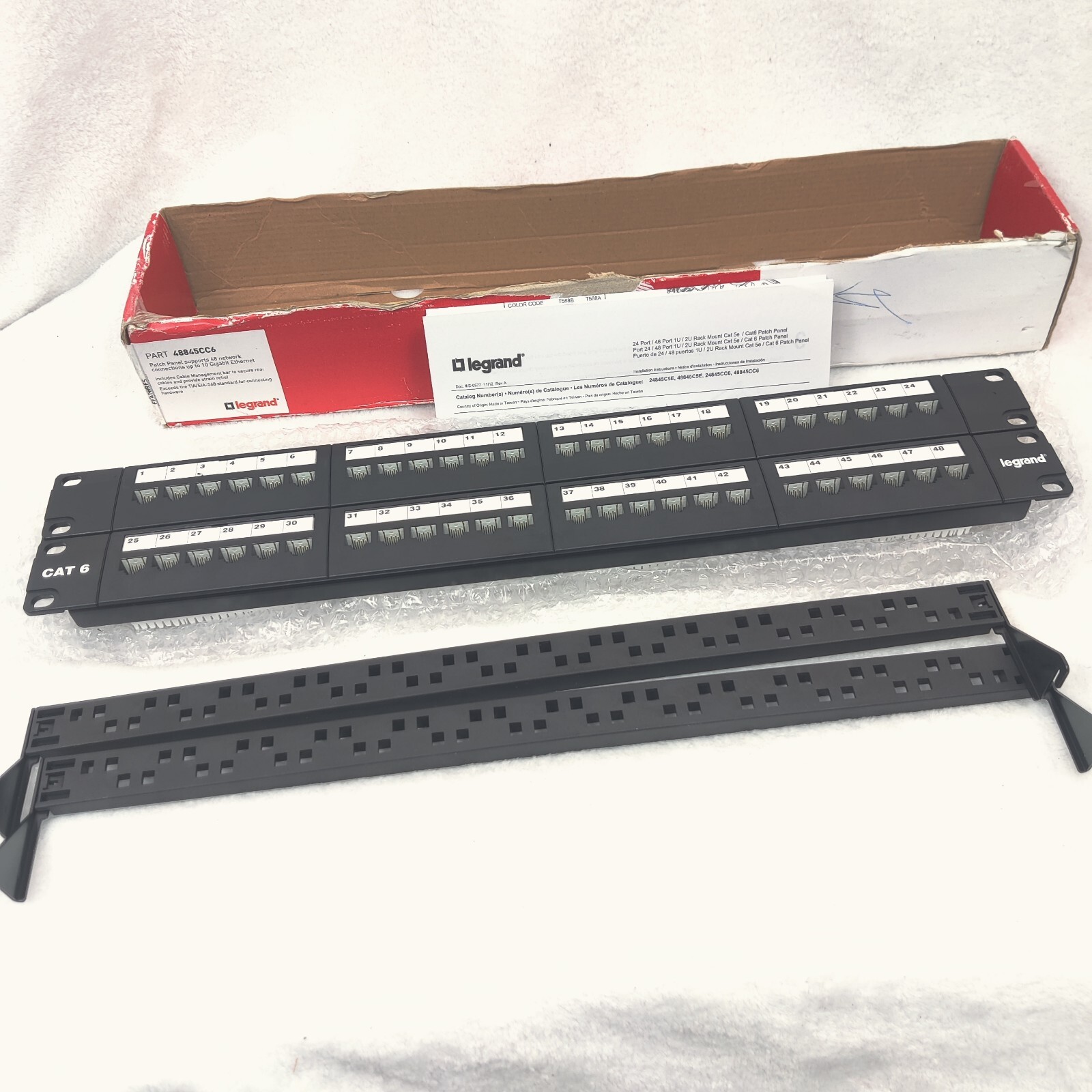 ON-Q Legrand 48 Port CAT 6 Patch Panel Black 48845CC6