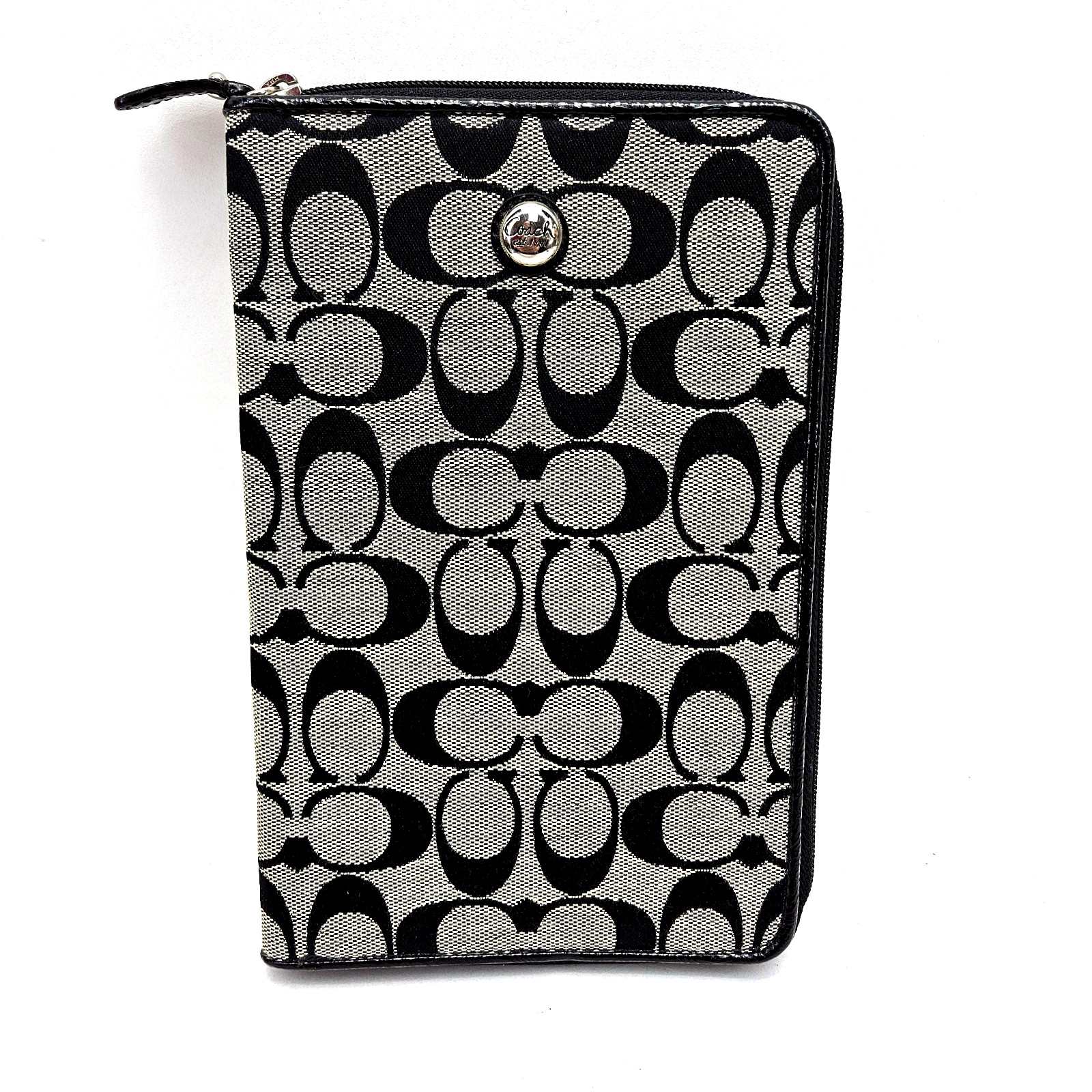 COACH Signature C Black Gray Canvas Tablet E-Reader Case 5.5” x 8” W Hard Case