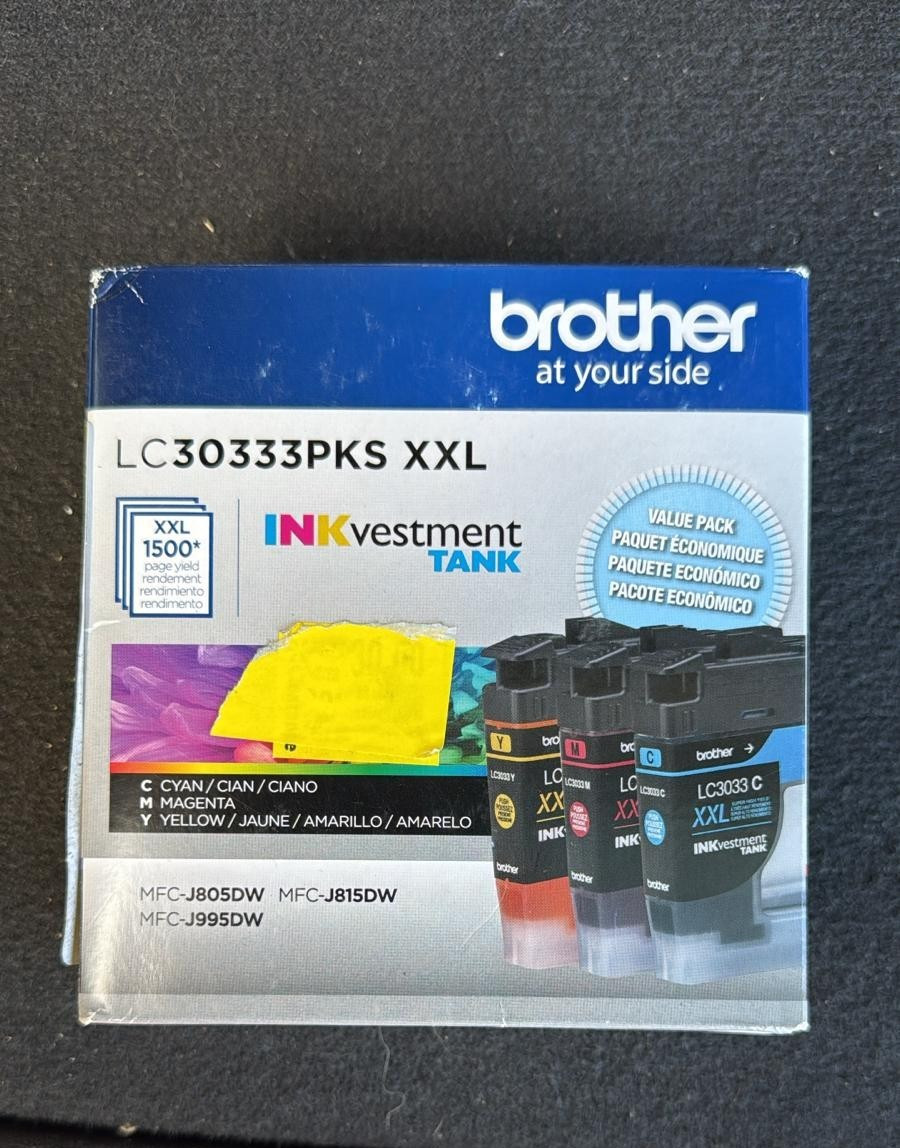 Brother LC30333 3PKS XXL INKvestment Tank 3 Pack Color Ink Cartridges .