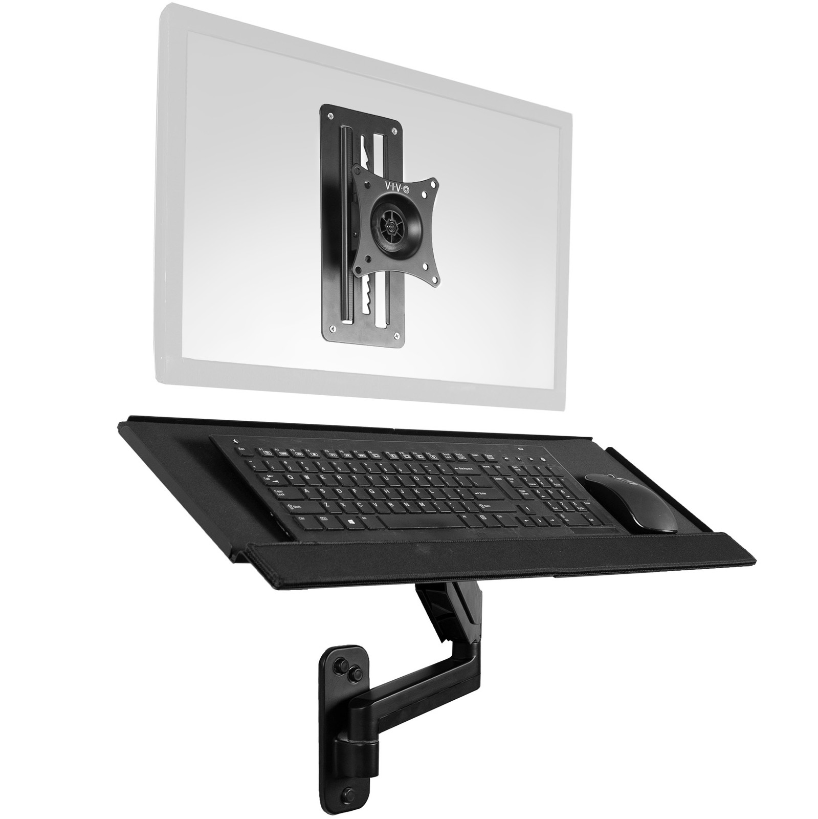 VIVO Sit-Stand Monitor and Keyboard Tray Combo Wall Mount, Height Adjustable
