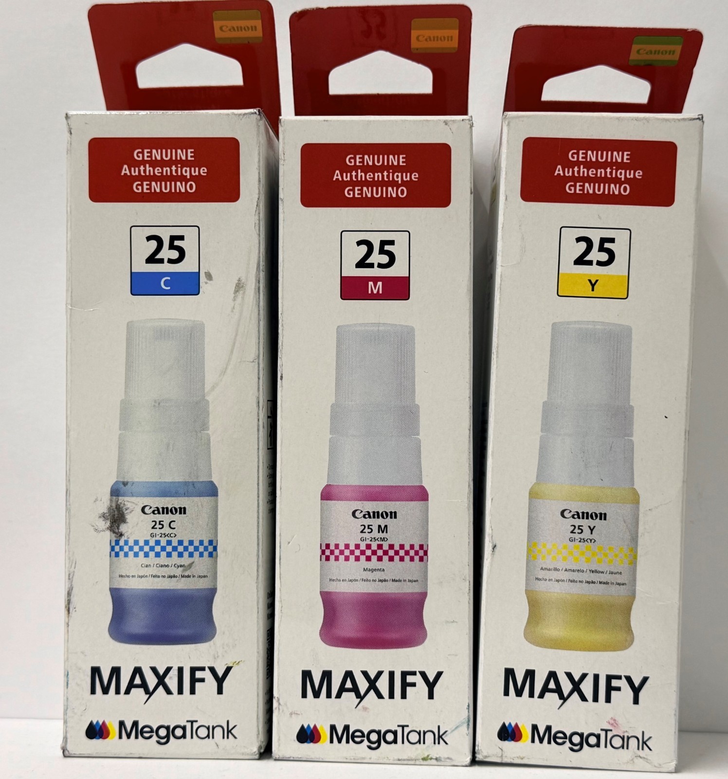 New Genuine Canon GI-25 Color 3PK Pigment Ink Bottle PIXMA GX1020 GX2020