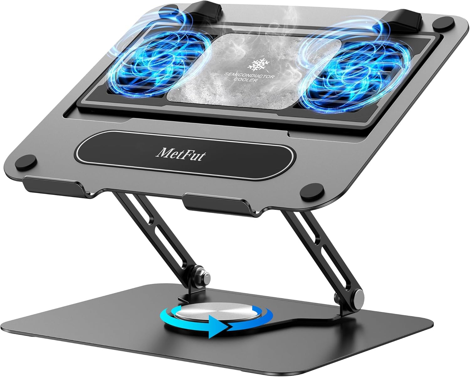 Laptop Cooling Pad with Detachable Fan & Cooler, Adjustable Height & Angle, 360